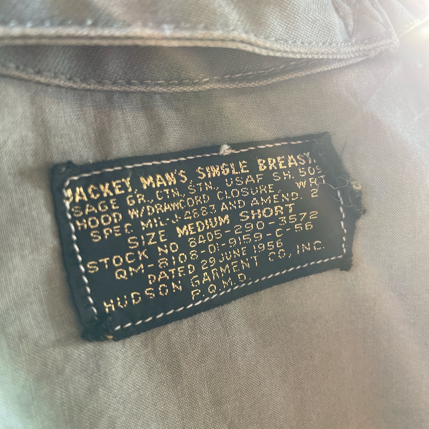 1956 dated U.S Airforce OG-107 Sateen deck jacket - (M)