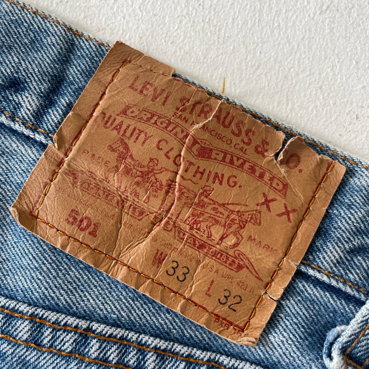 Vintage 1991 Levi’s 501 stonewashed blue jeans 33 x 32