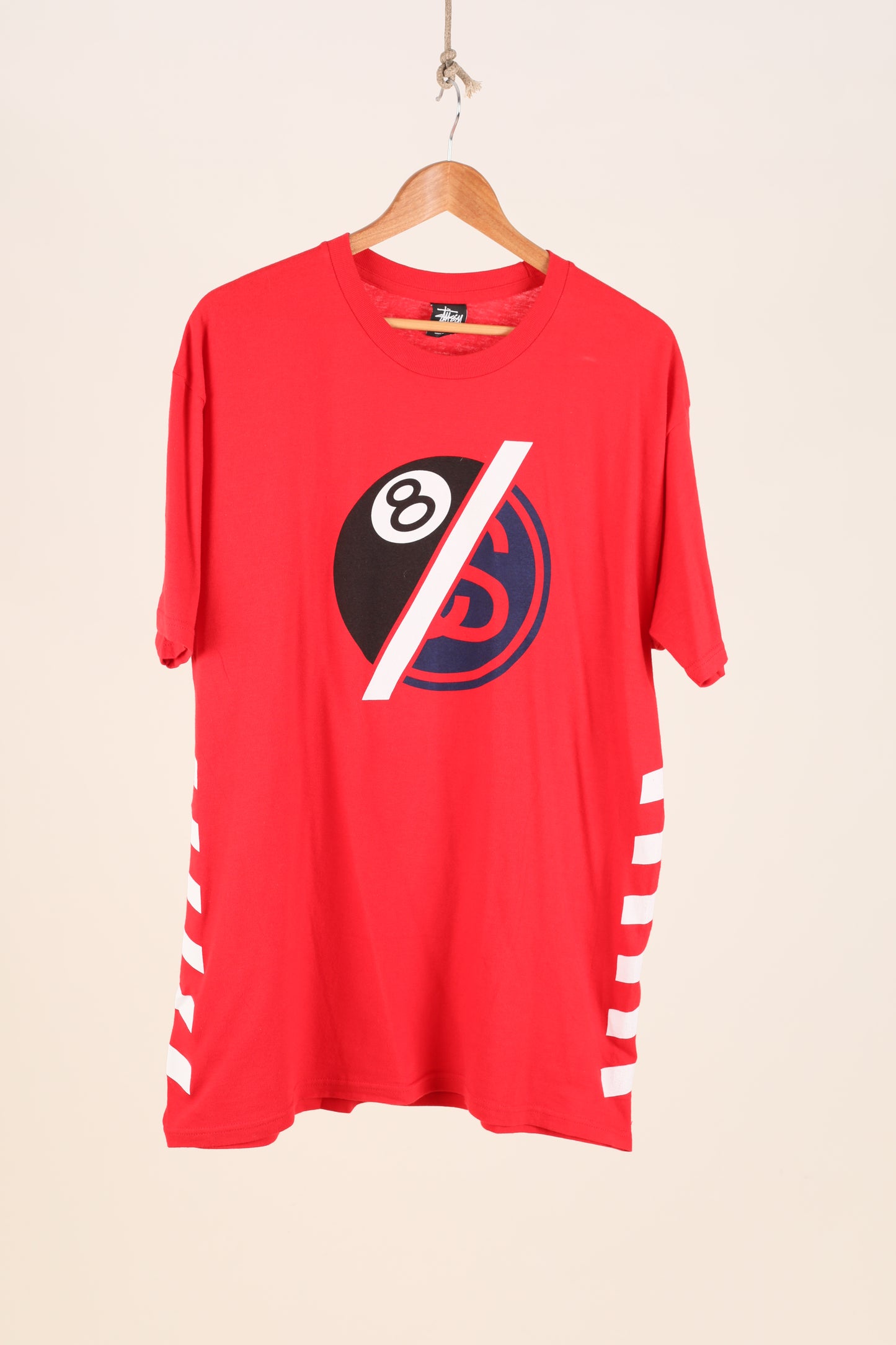 Deadstock Stussy 8 ball S Link logo tee - Red (L)