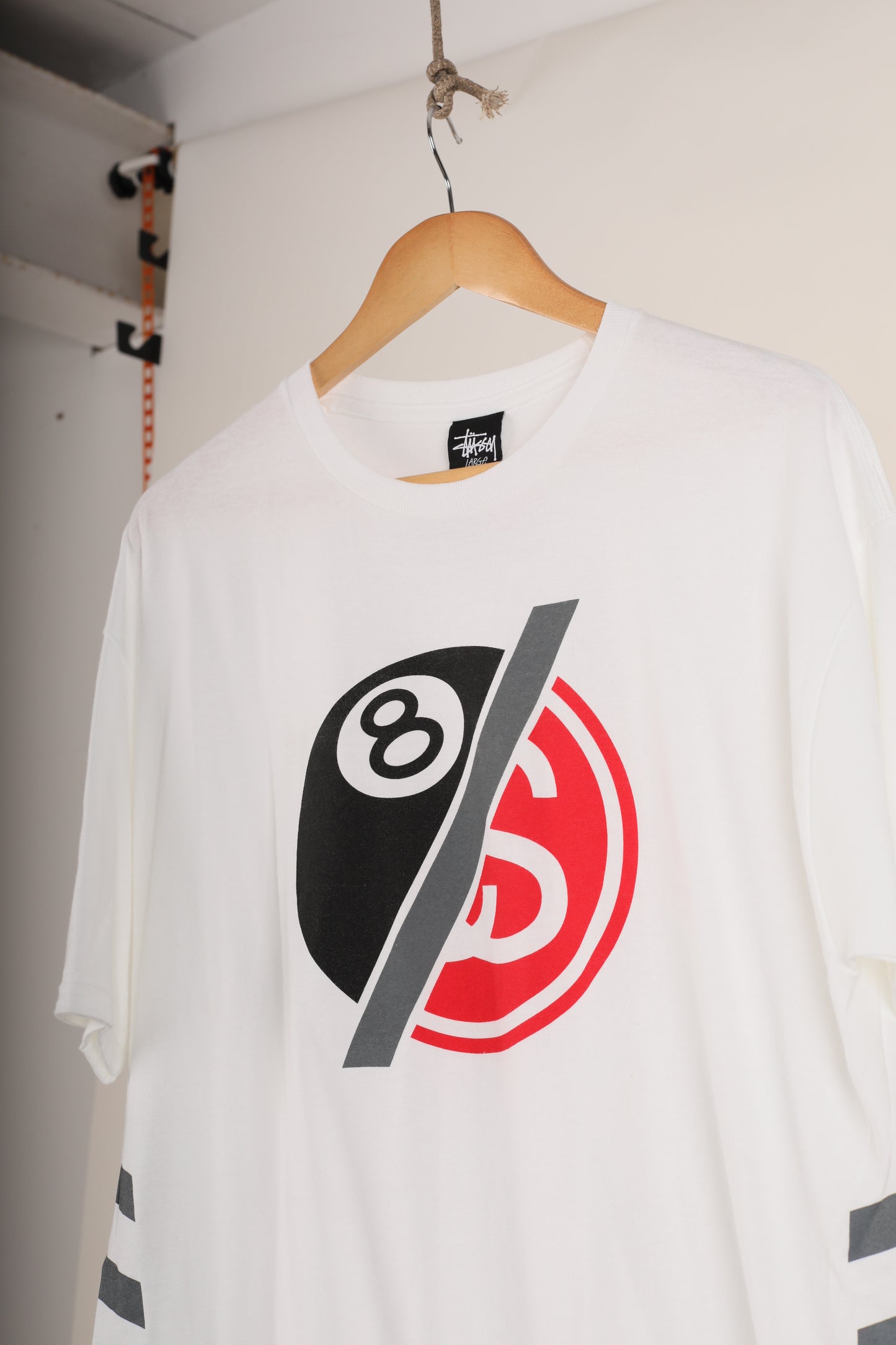 Deadstock Stussy 8 Ball S link logo tee - White (S,L)
