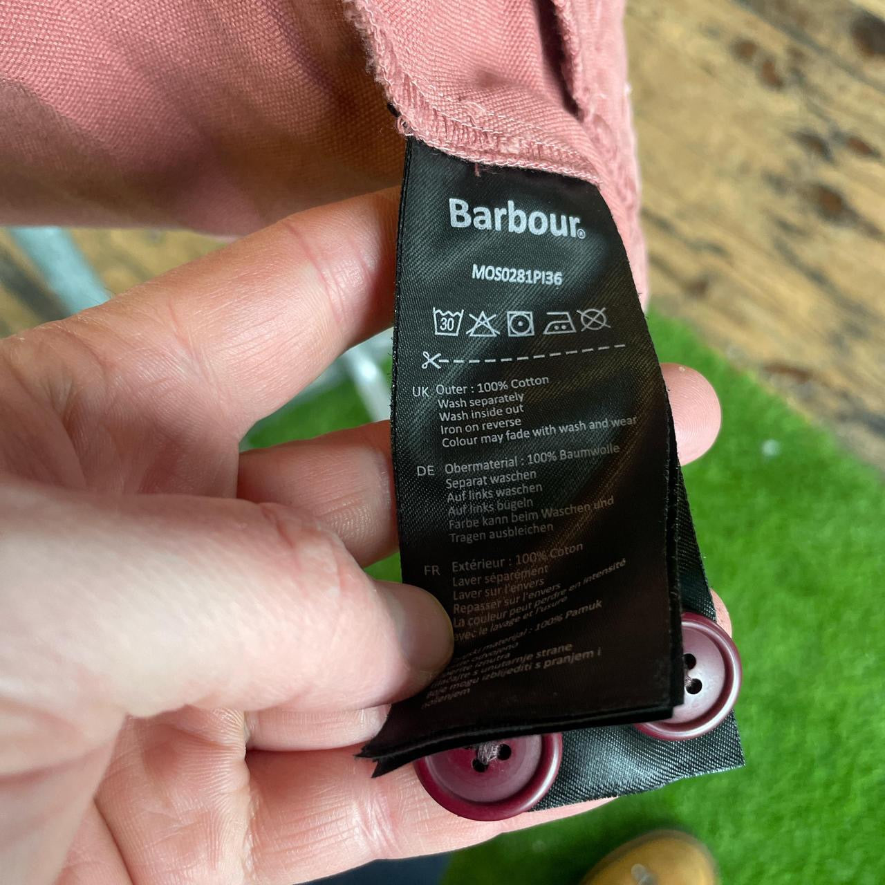 Barbour overshirt in salmon pink (XL)