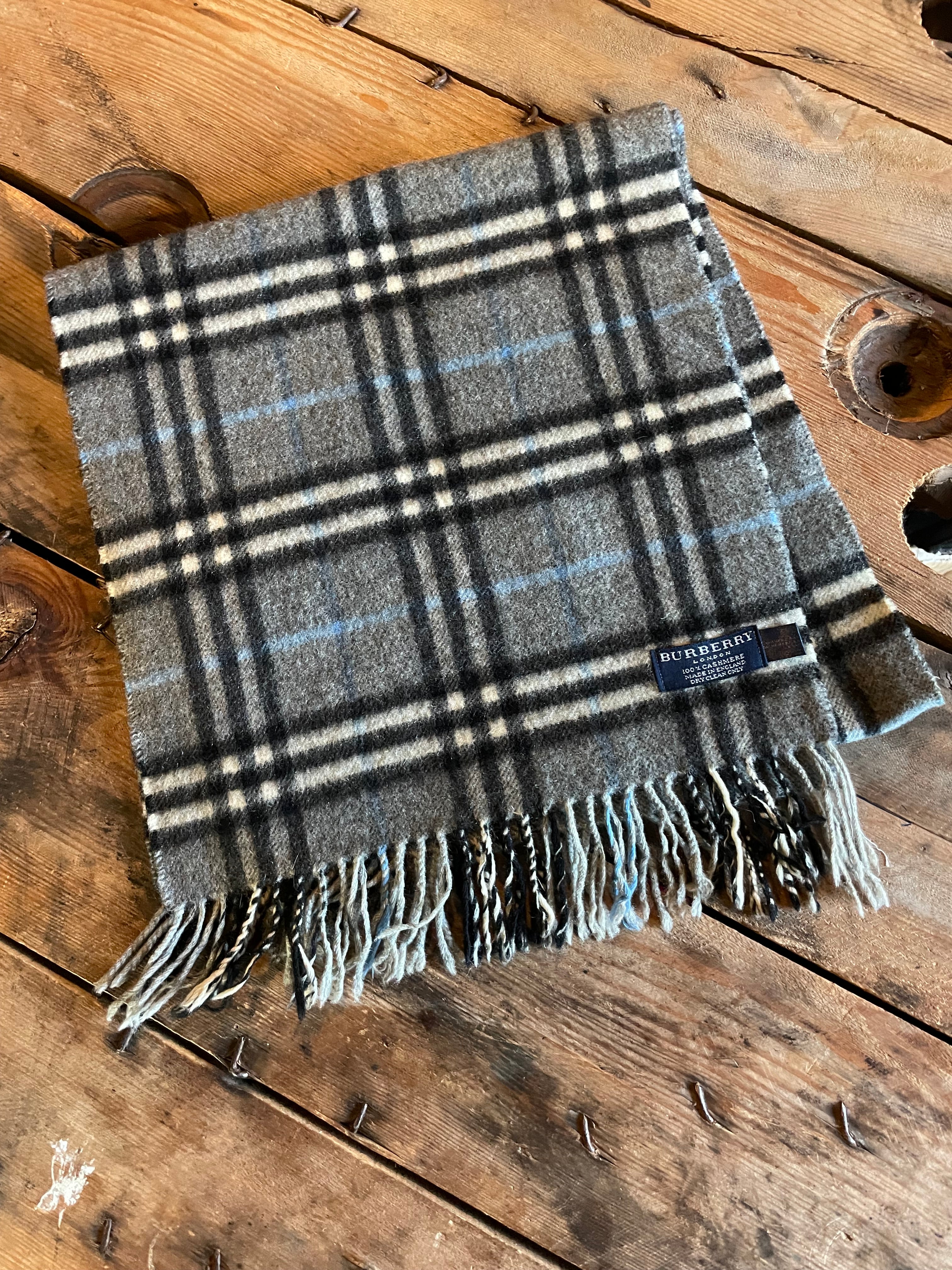 Burberry Scarf Camel Brown Nova Check Print 100% Cashmere