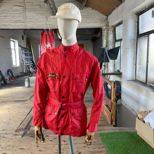 00s Belstaff Roadmaster Red waxed Linen (46-medium)