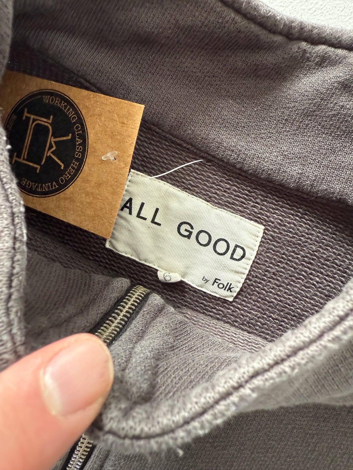 ALL GOOD by FOLK 1/4 zip sweatshirt- (size 6 XL)