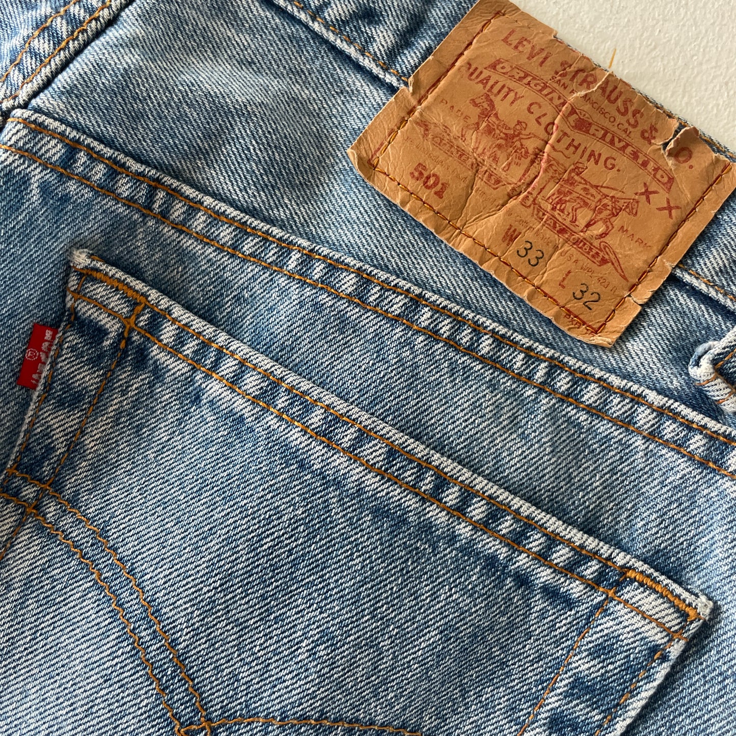 Vintage 1991 Levi’s 501 stonewashed blue jeans 33 x 32