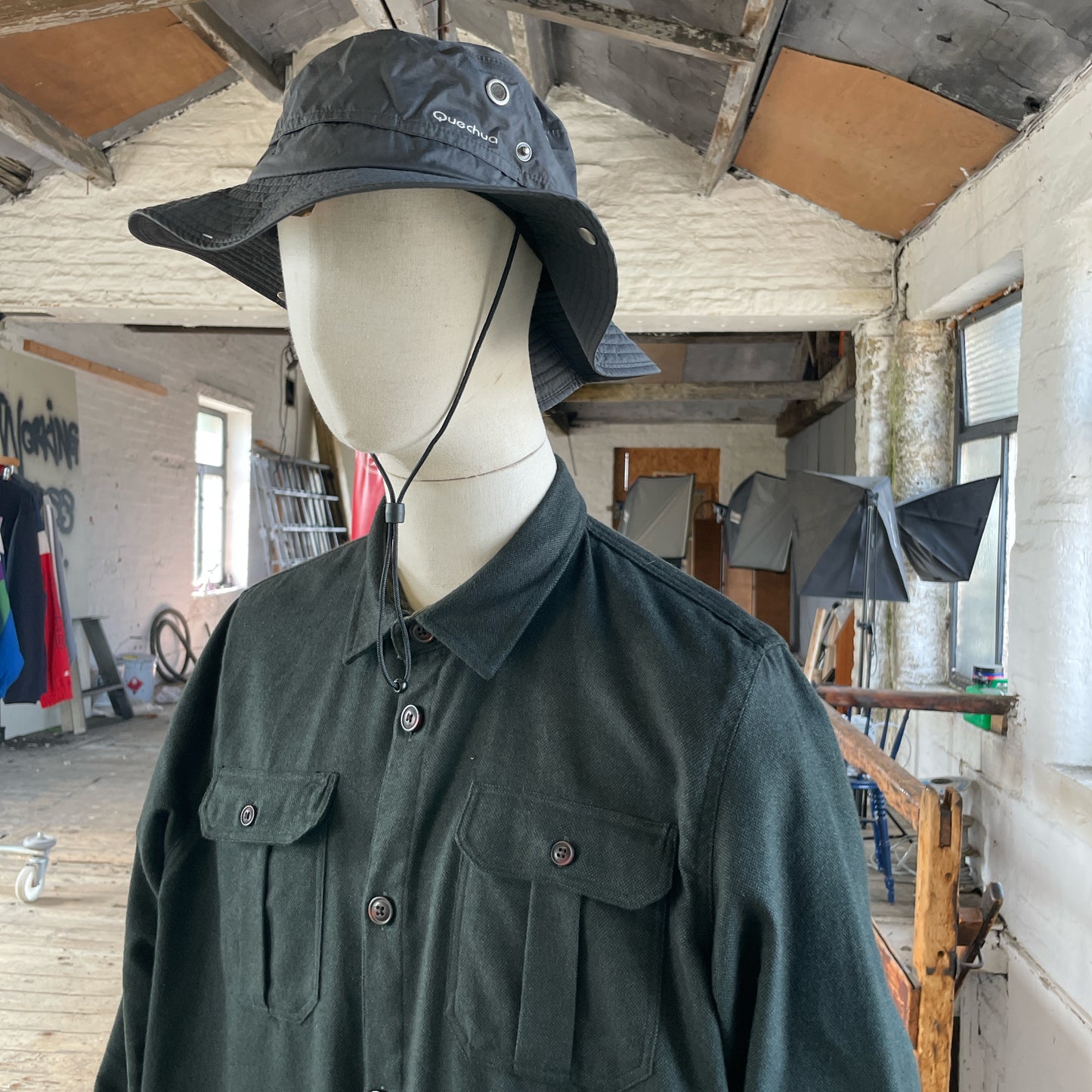 Barbour 4 pocket overshirt in dark forest green colour flannel cotton shirt - XL