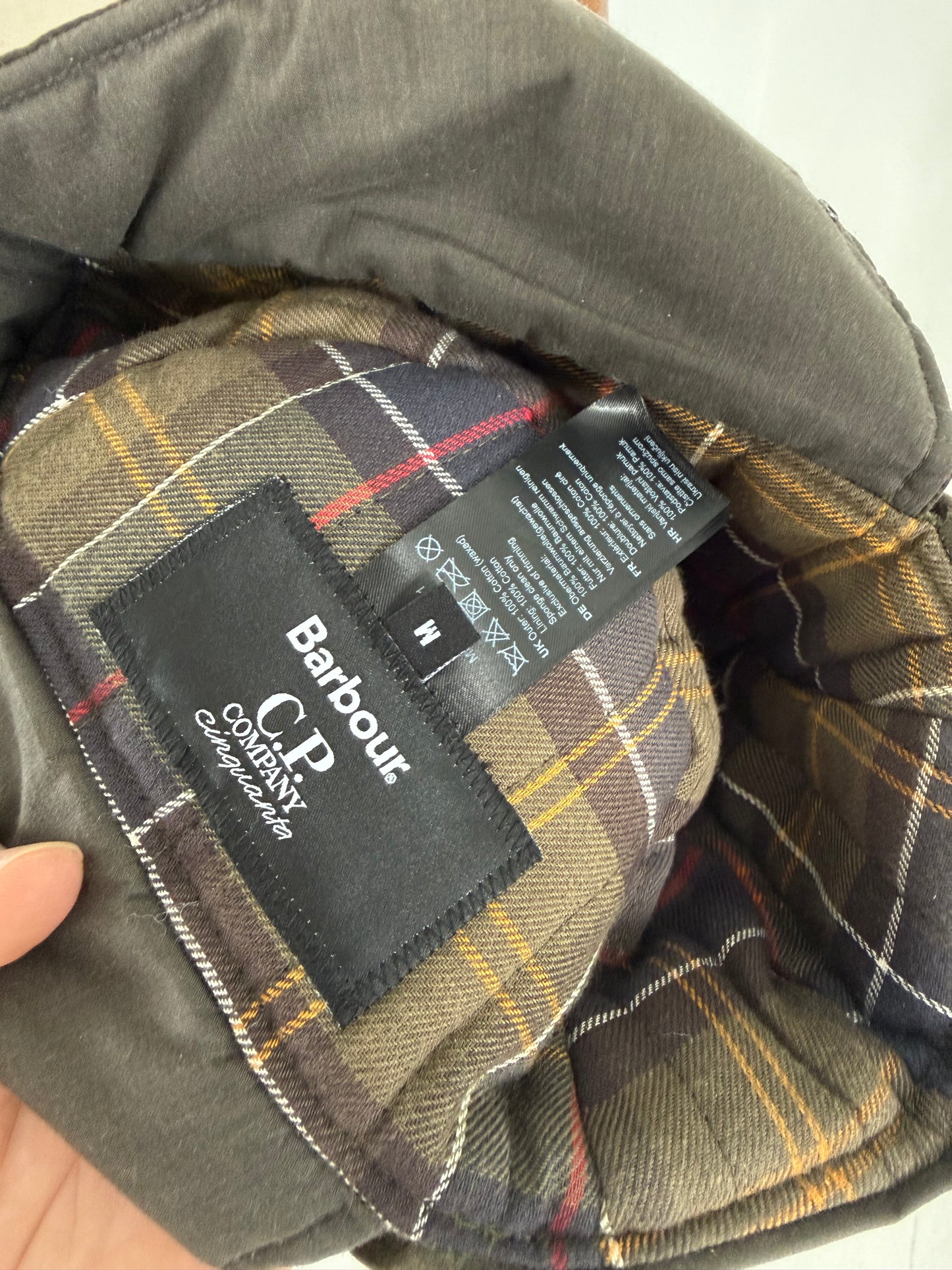 C.P Company x Barbour waxed trapper hat (New) Medium