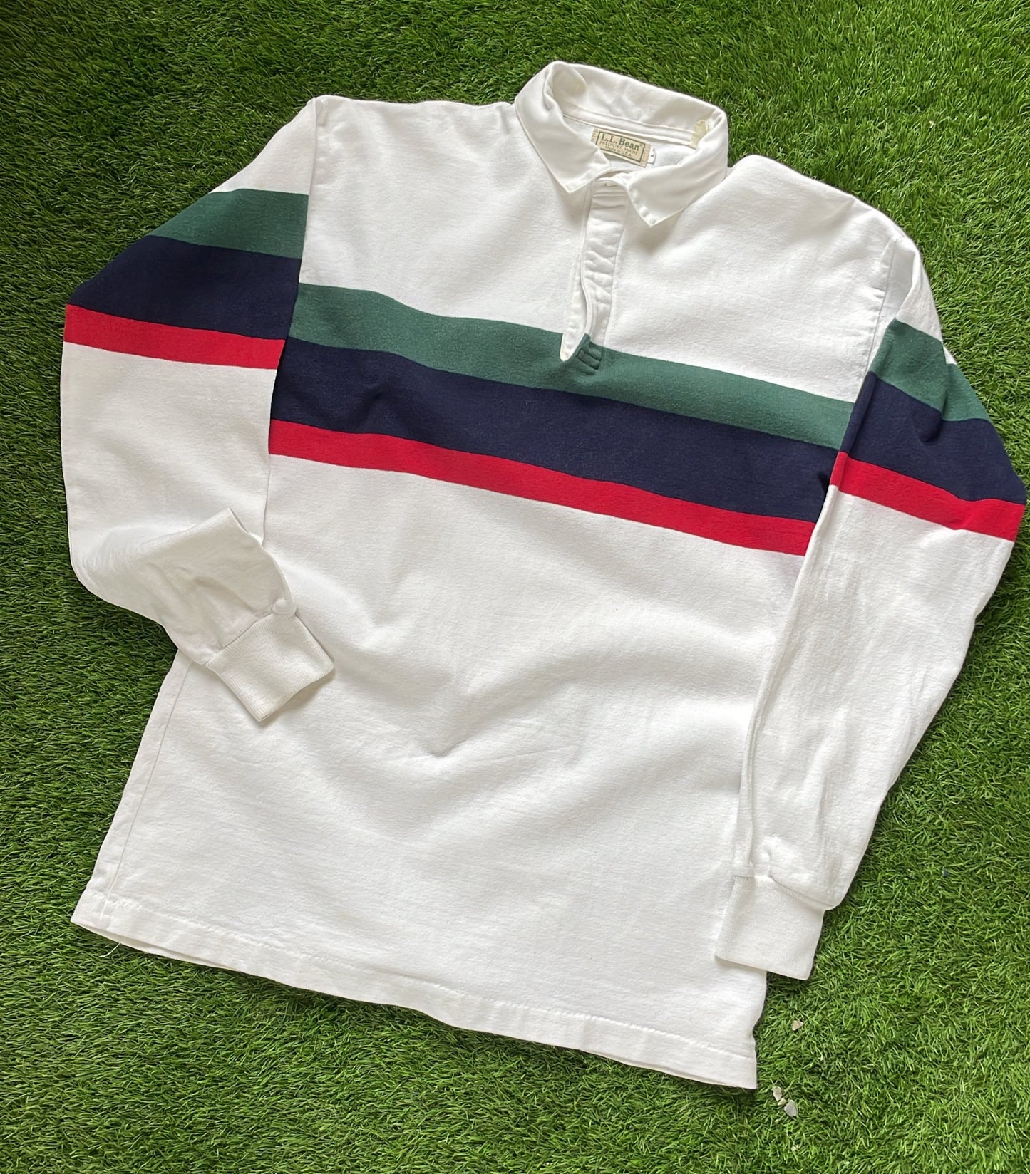 L.L Bean stripe USA made rugby shirt ( L)