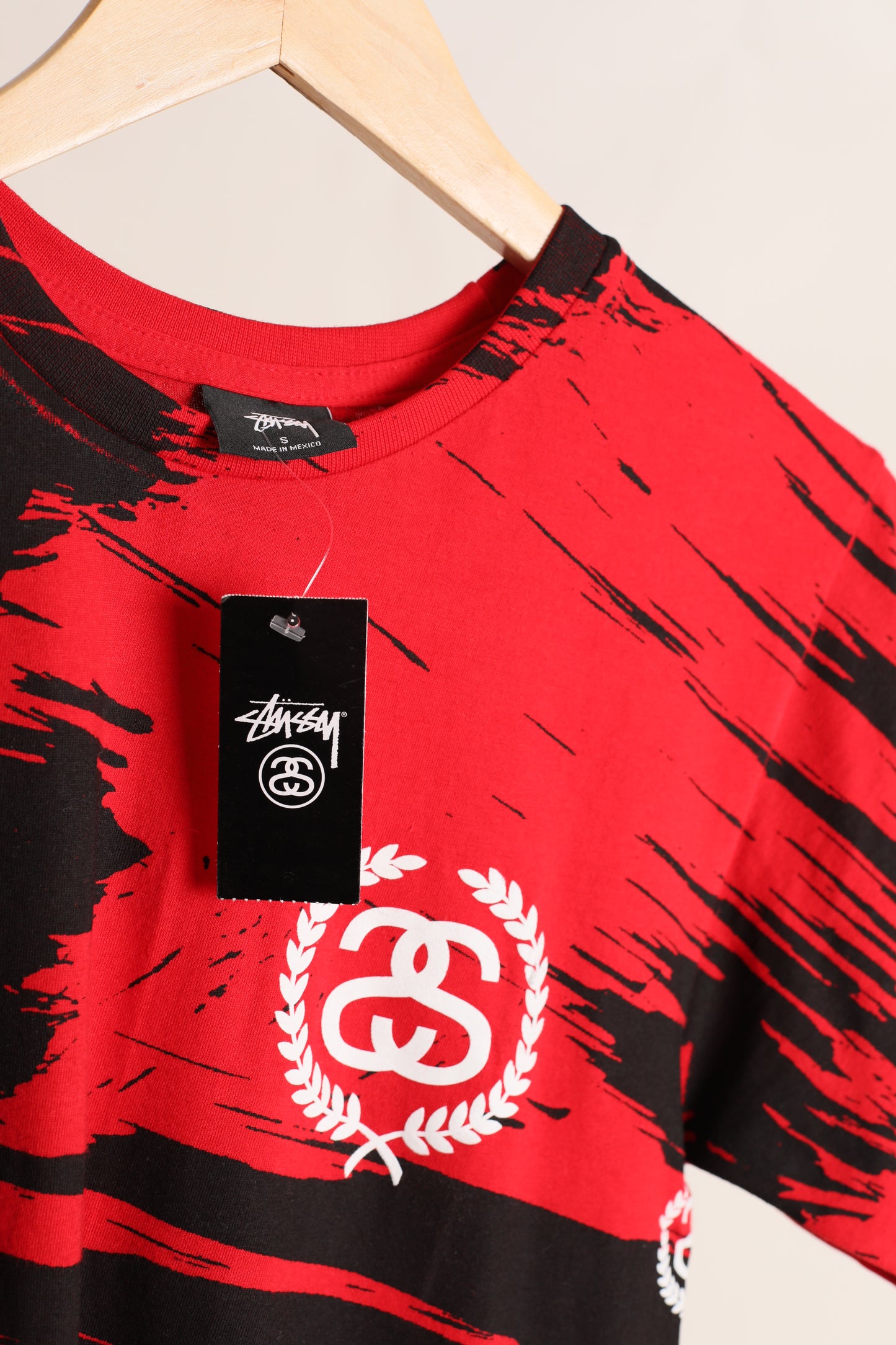 Deadstock Stussy painted black / red T-shirt (S)