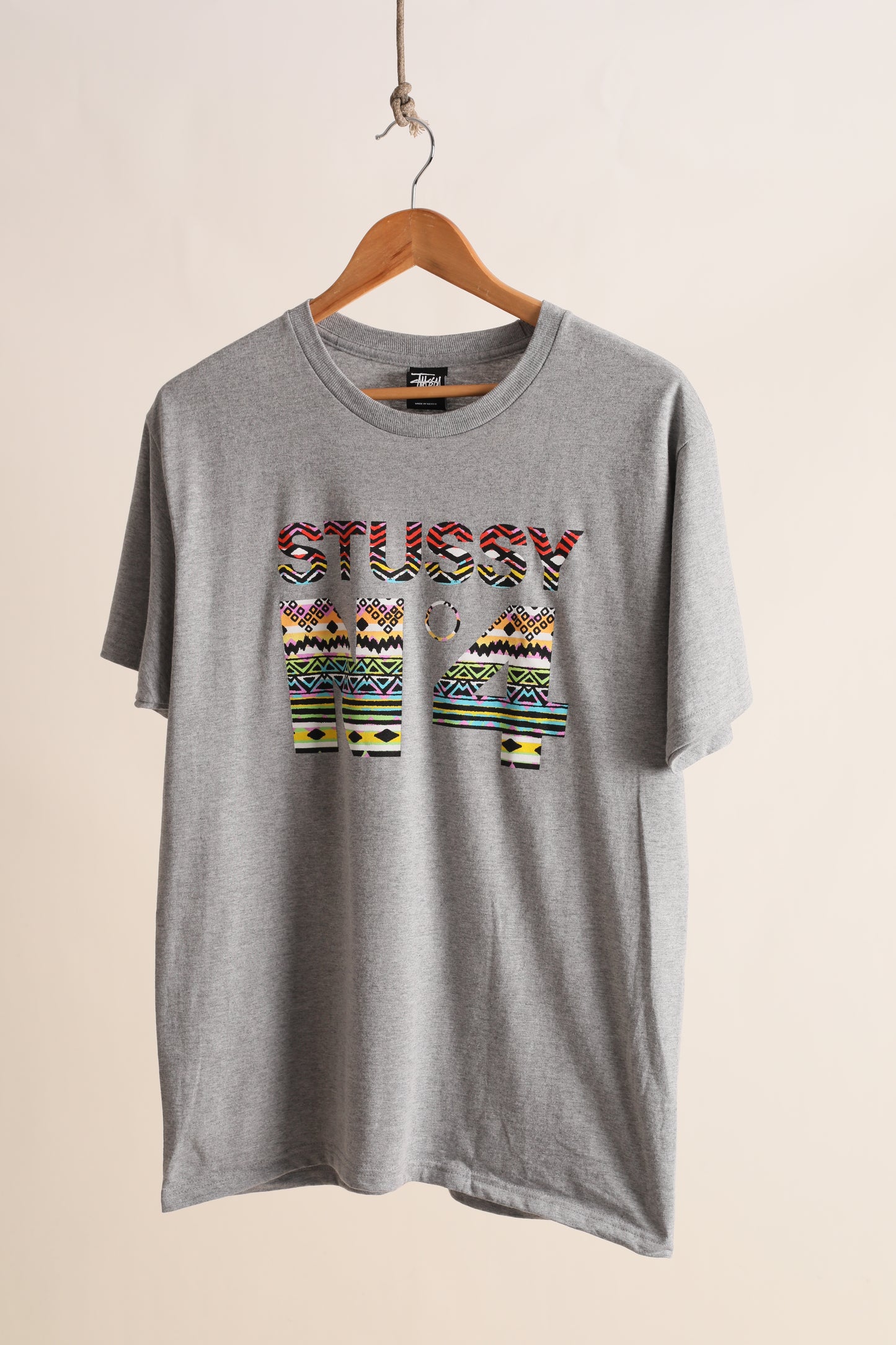 Deadstock Stussy Tribal No4 Heather grey tshirt (M)