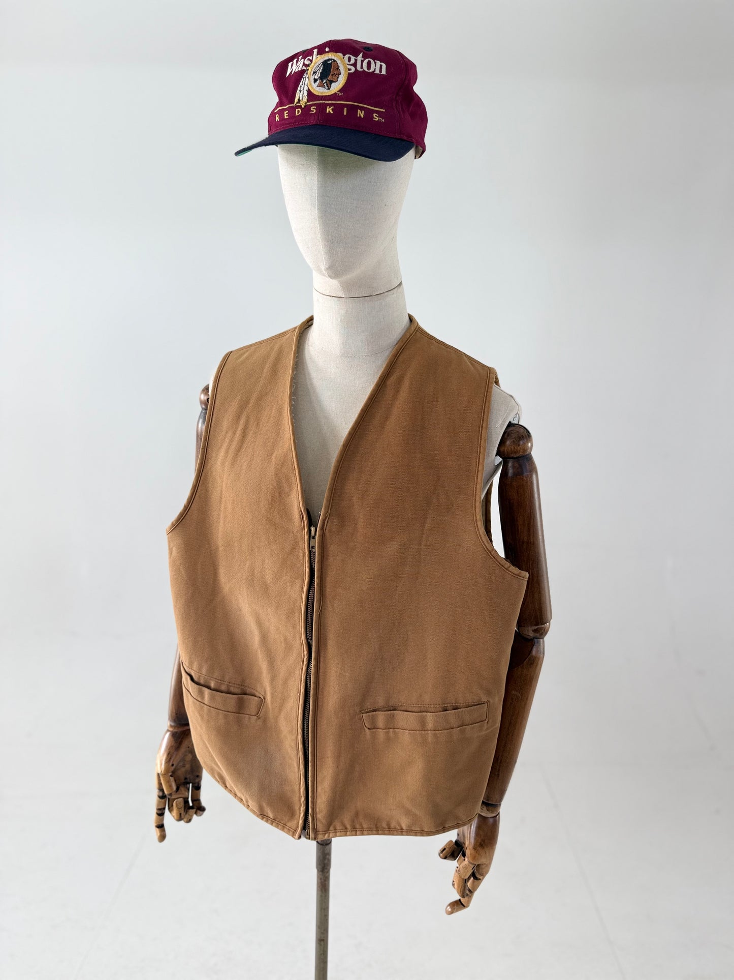 Vintage 80s Carhartt duck canvas shearling hunting vest XL