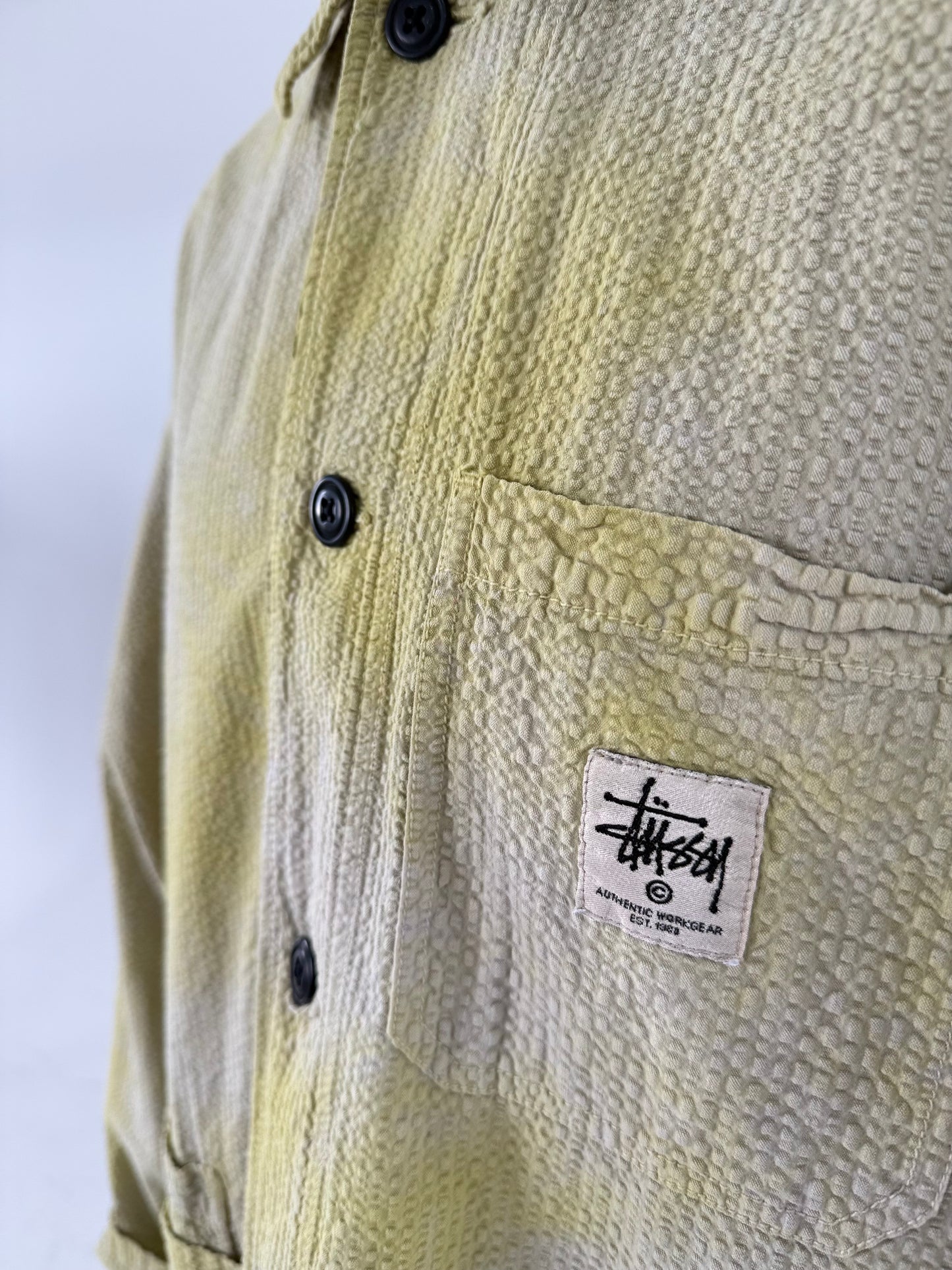 SS19 Stüssy overdyed seersucker chore jacket - Large