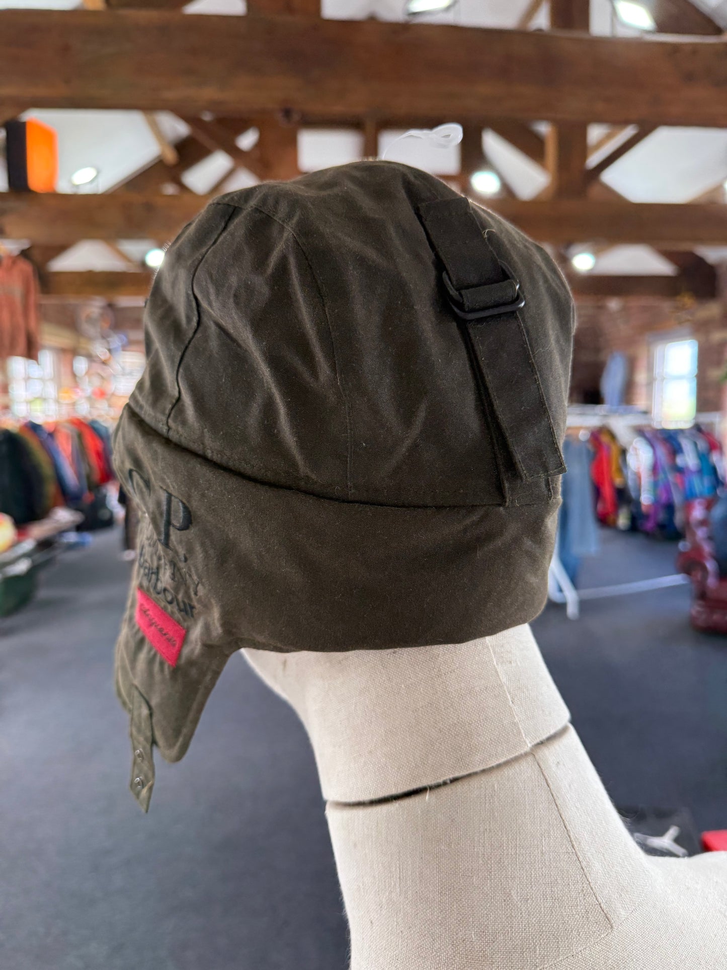 C.P Company x Barbour waxed trapper hat (New) Medium