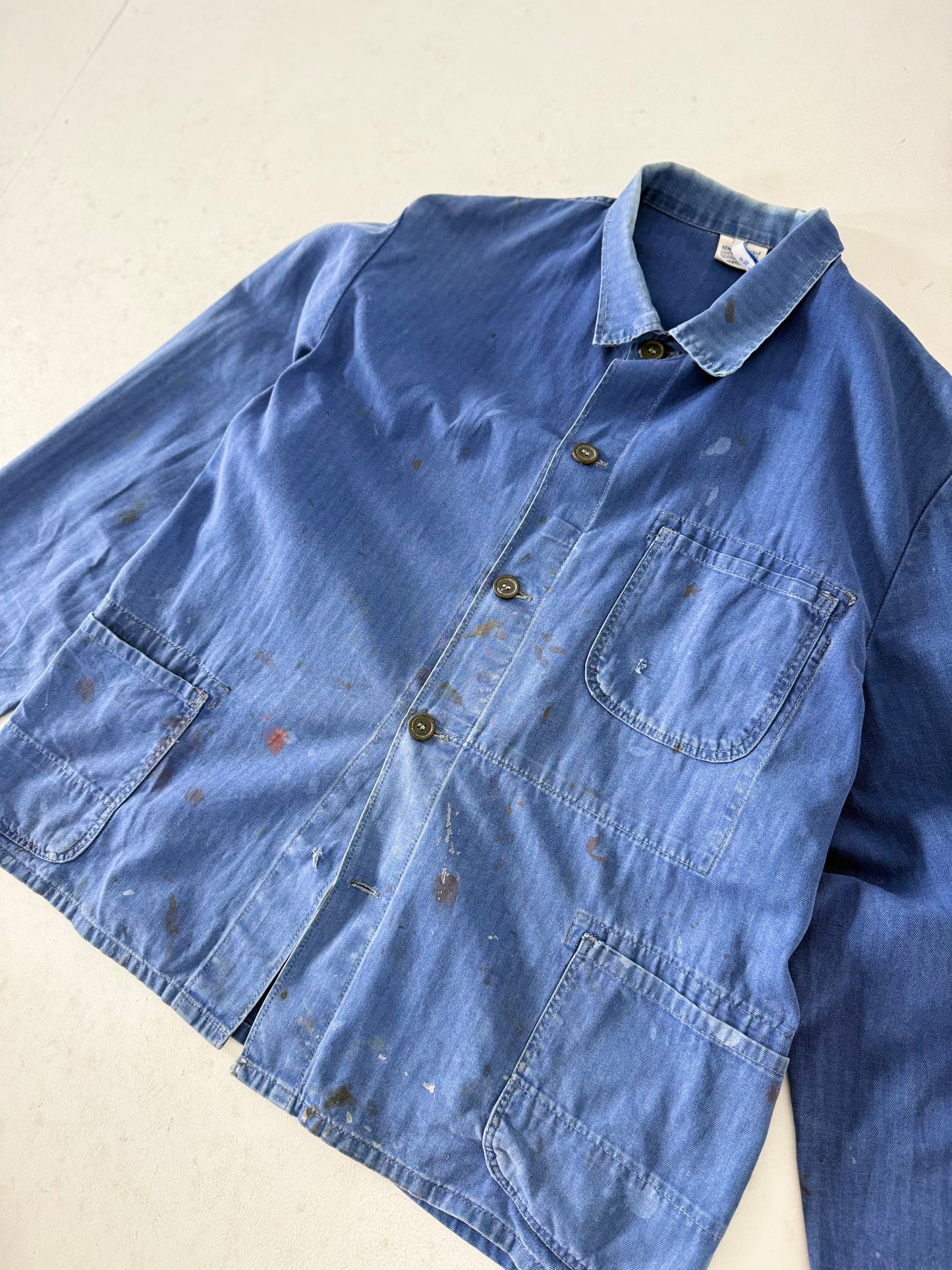 Vintage HBT French Sanforized Herringbone cotton chore jacket XL