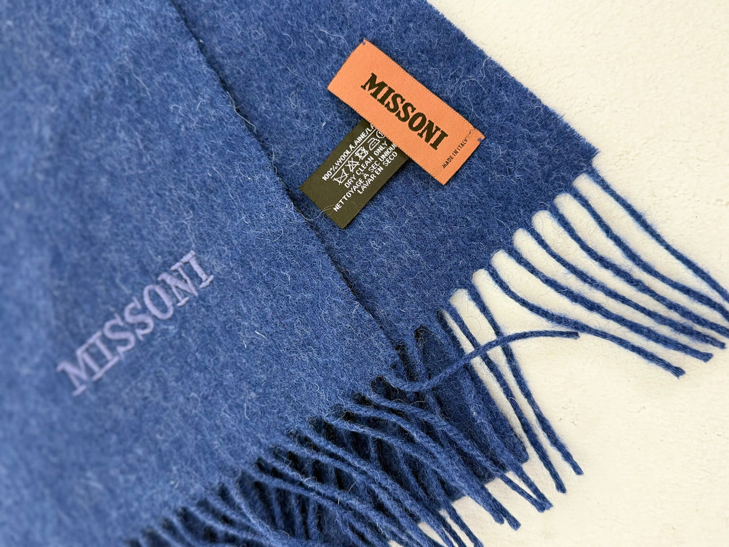 Missoni large wool scarf Made in Italy Blue