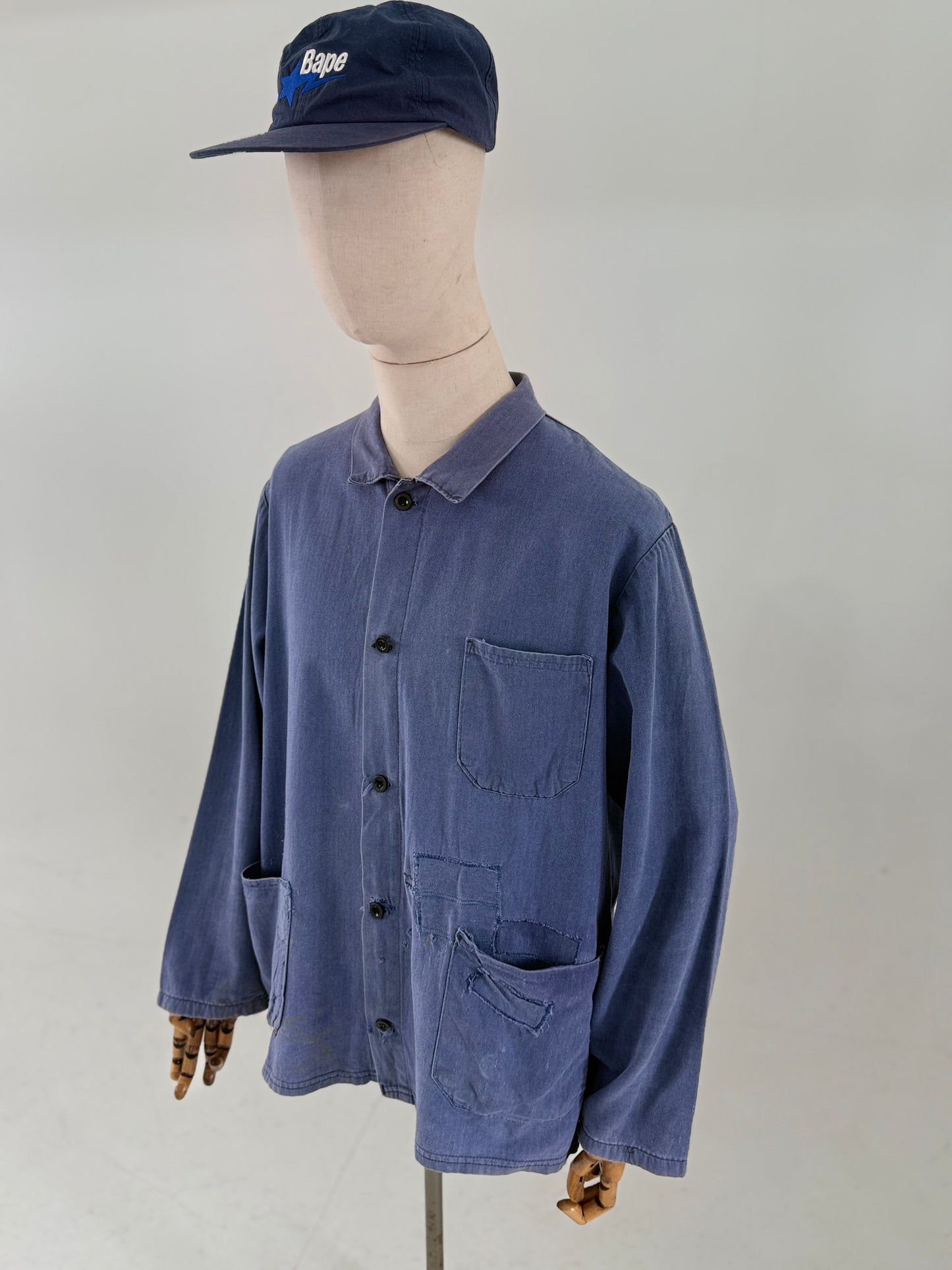 Vintage HBT Herringbone cotton blue worker jacket - XL