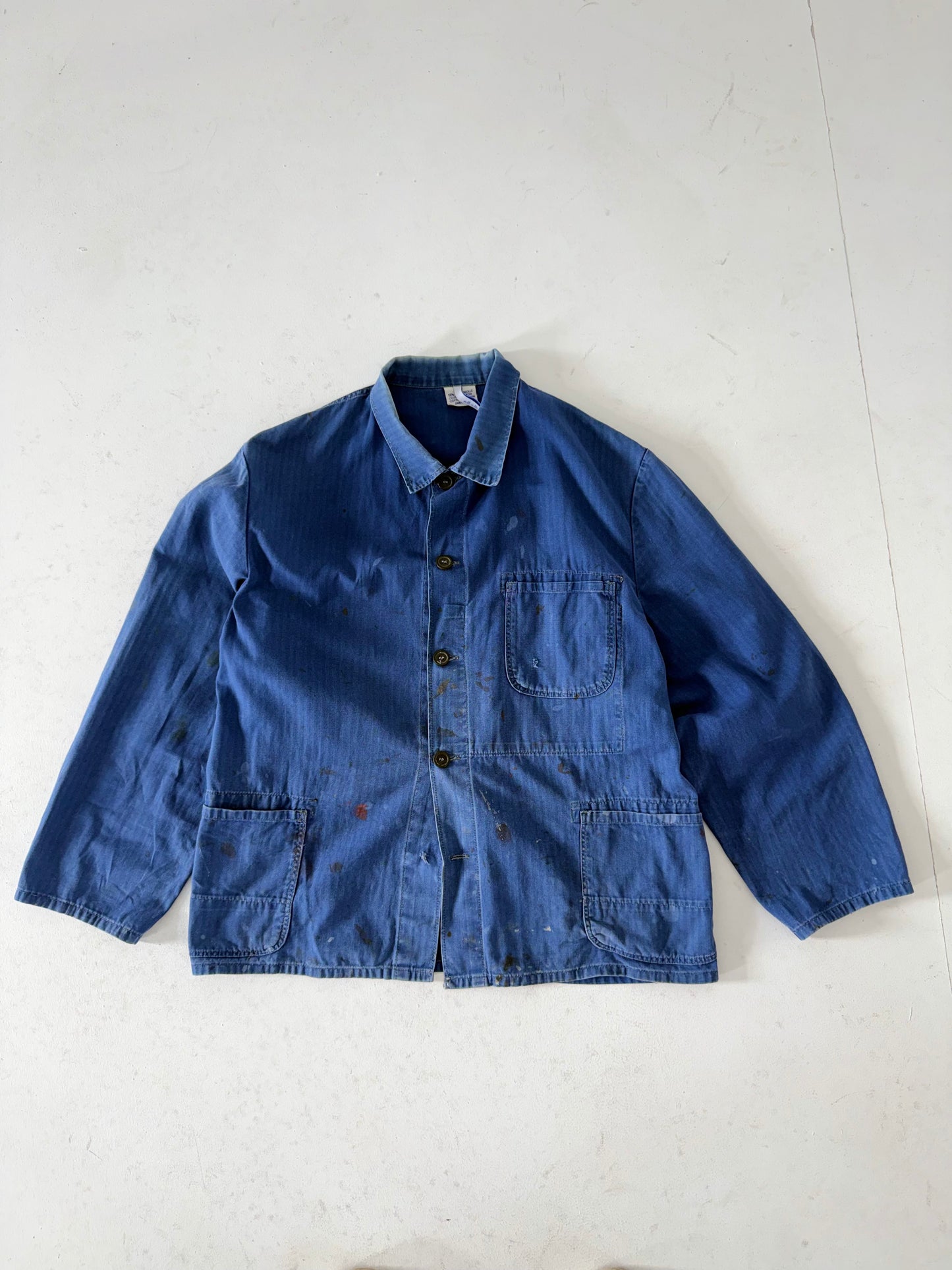 Vintage HBT French Sanforized Herringbone cotton chore jacket XL