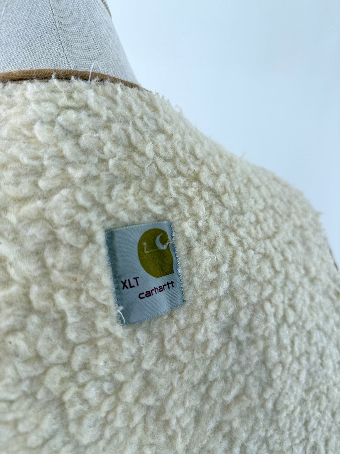 Vintage 80s Carhartt duck canvas shearling hunting vest XL