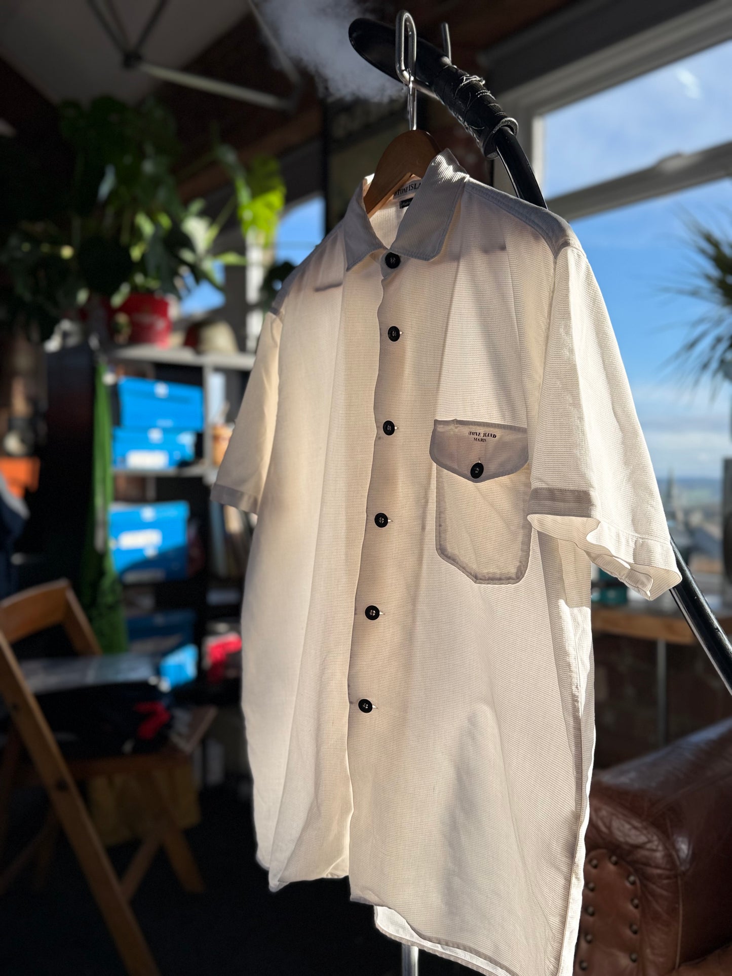 1996 Stone Island Marina waffle cotton shirt (Large)