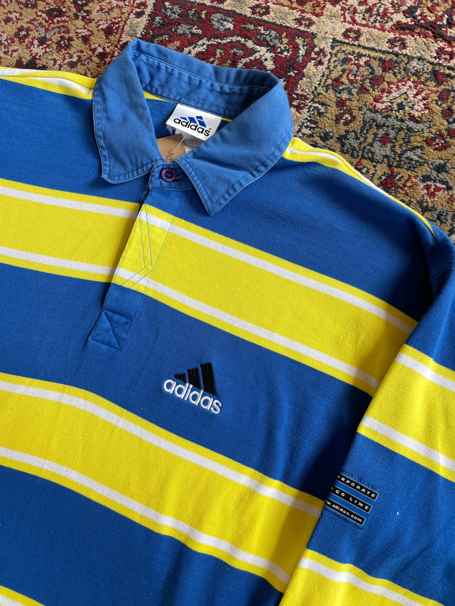 00s Adidas striped rugby shirt (XL)