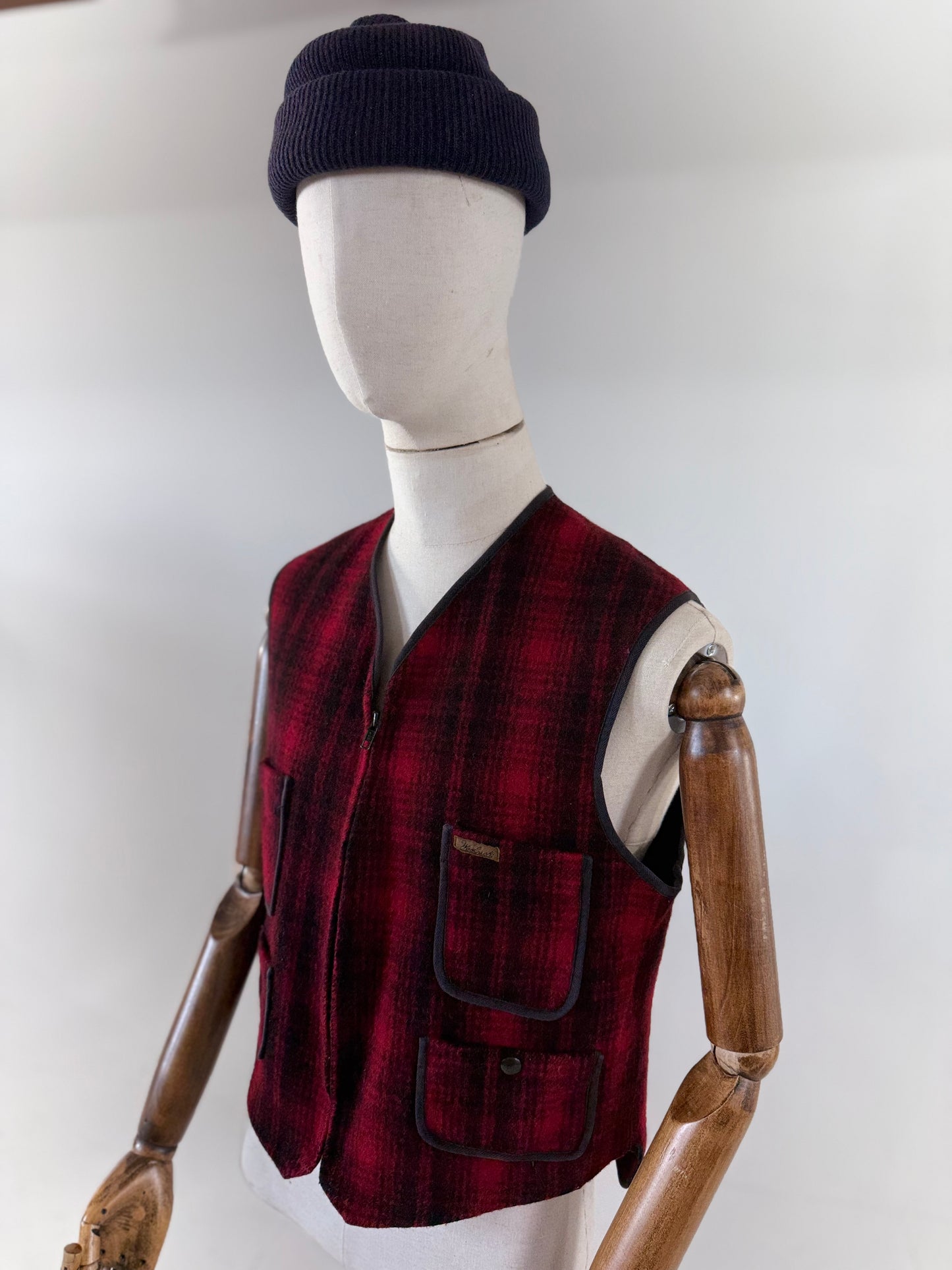 Vintage 90s Woolrich Made in USA buffalo check wool vest Medium