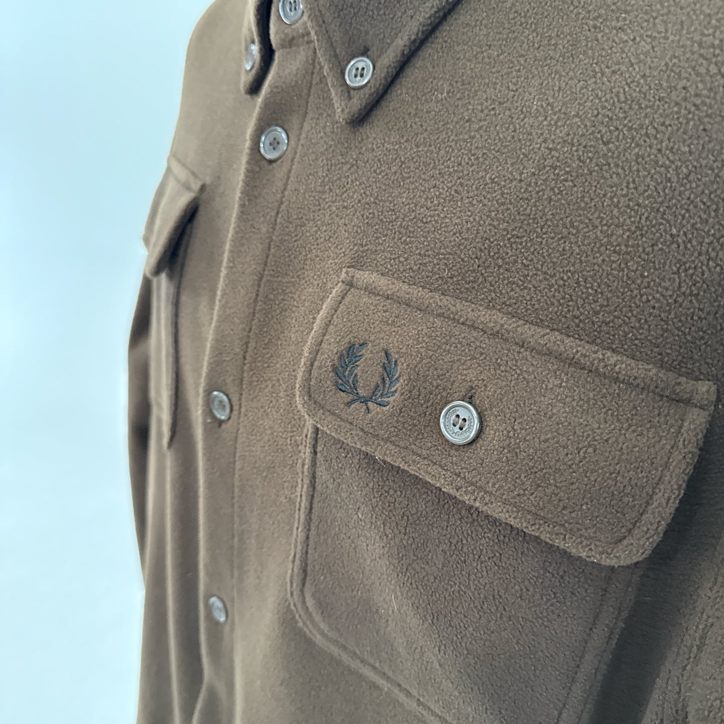 Fred Perry Chocolate brown fleece overshirt (XL)