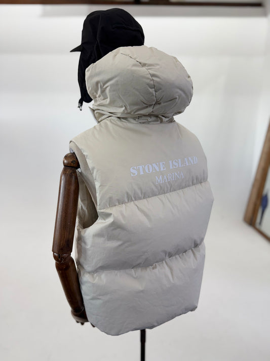 2023 Stone Island Marina Rubber Wax Popplin Down vest - Large
