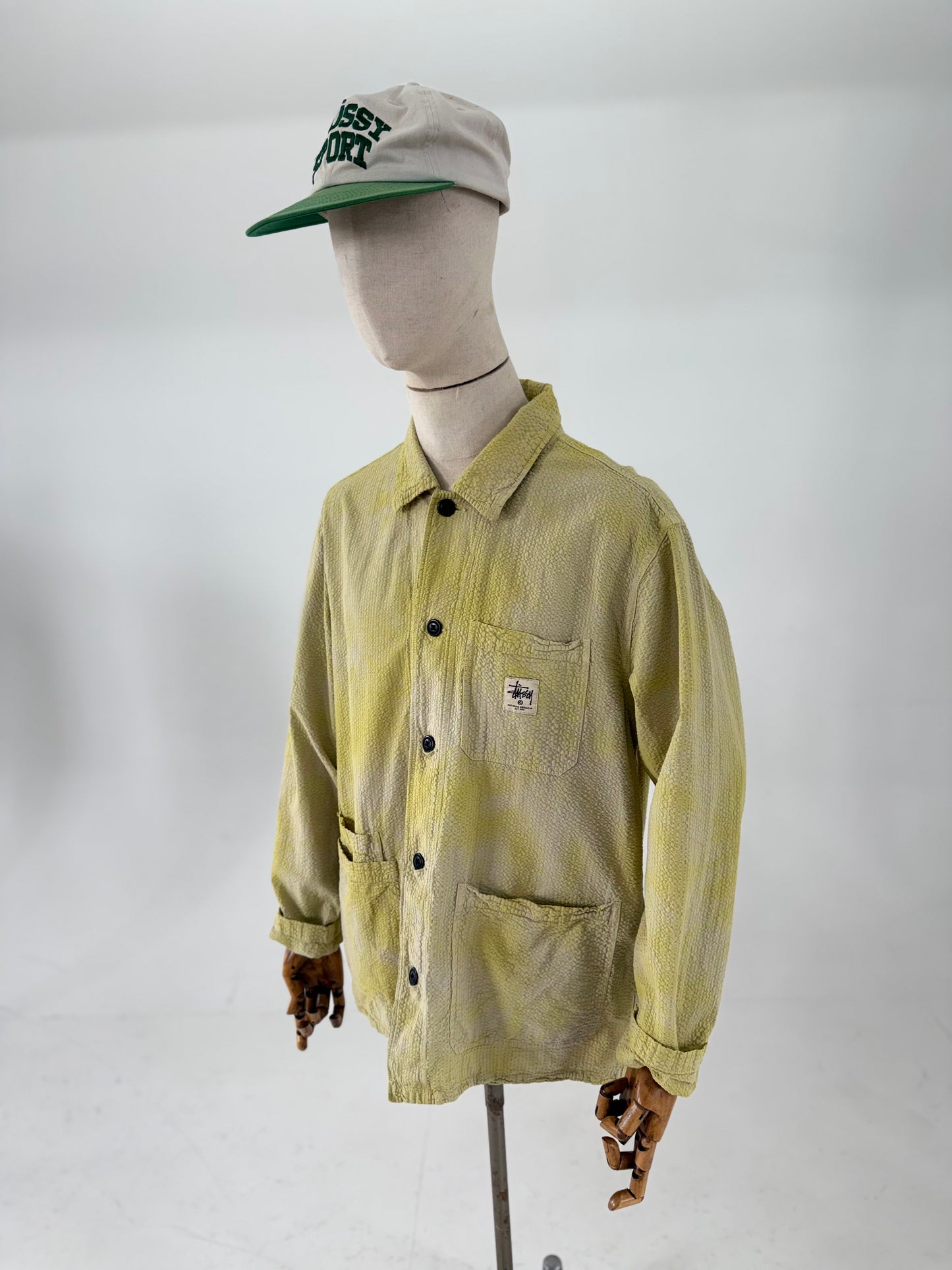 SS19 Stüssy overdyed seersucker chore jacket - Large
