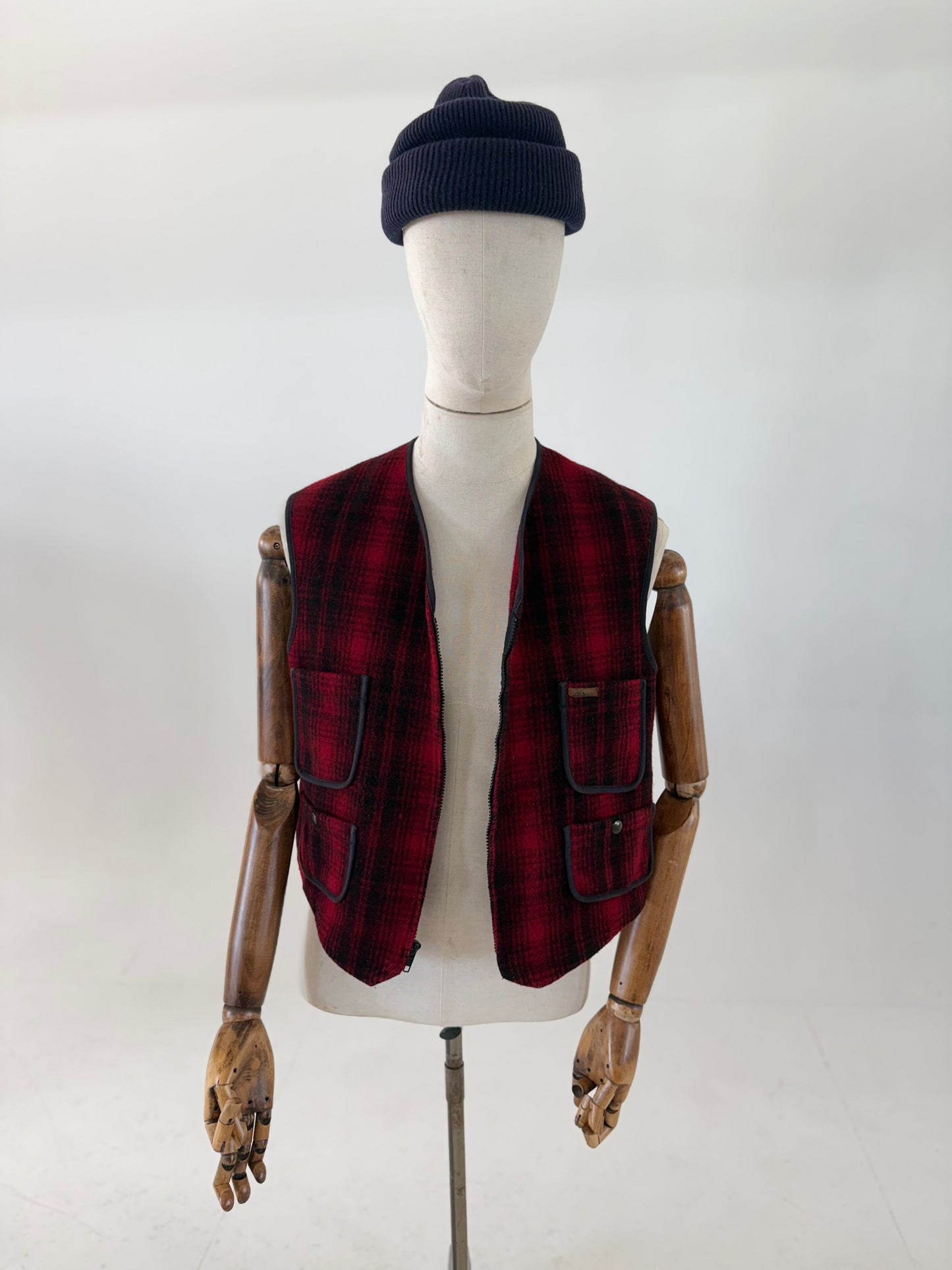 Vintage 90s Woolrich Made in USA buffalo check wool vest Medium