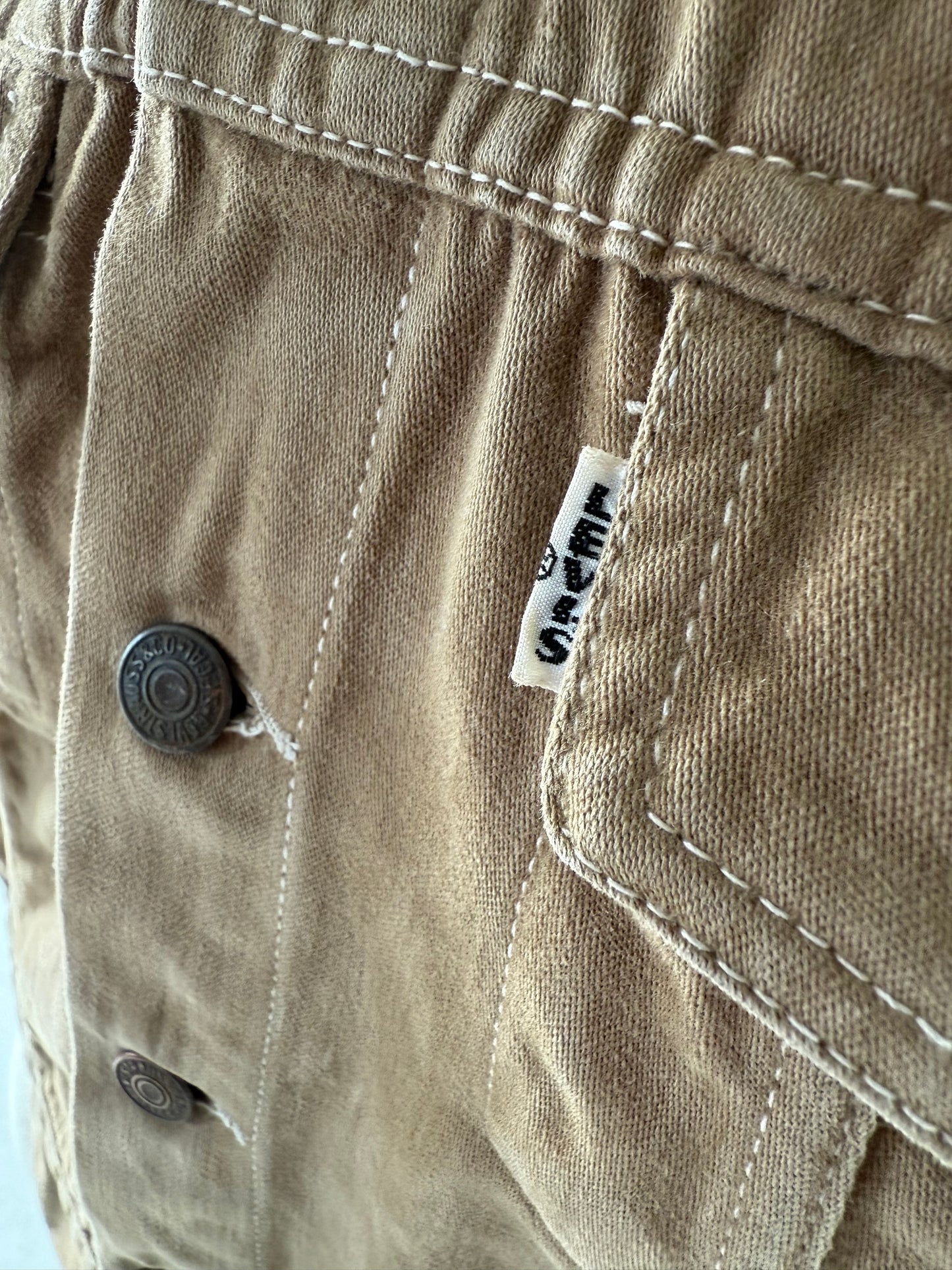 1970s Levi’s Big E white tab moleskin trucker jacket 38”