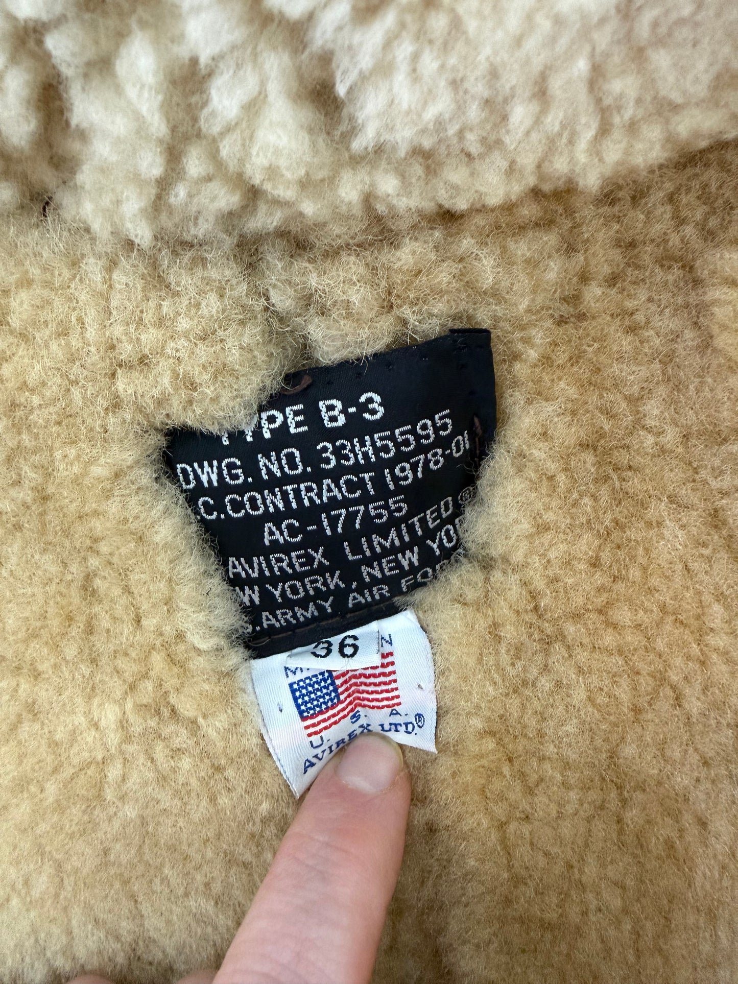 Avirex Type B-3 flying jacket - 36”