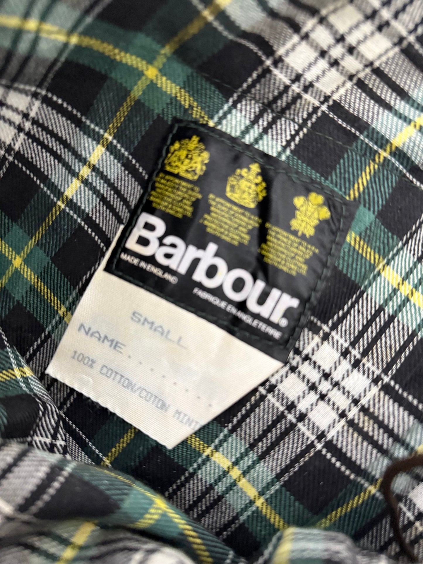 1990 Barbour A124 Lined waxed cotton over-trousers (Small).