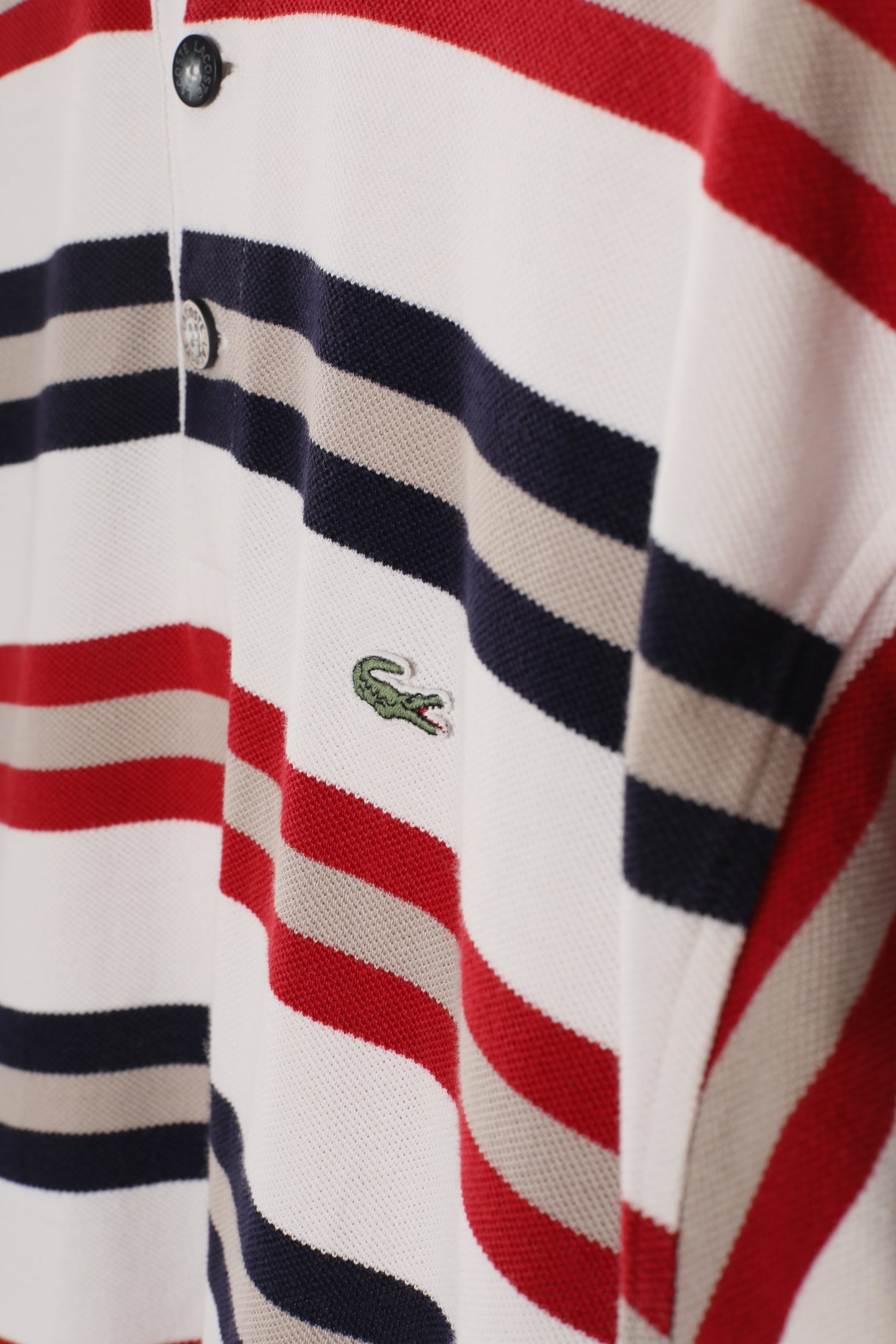 00s Lacoste stripe long sleeve polo shirt (L)