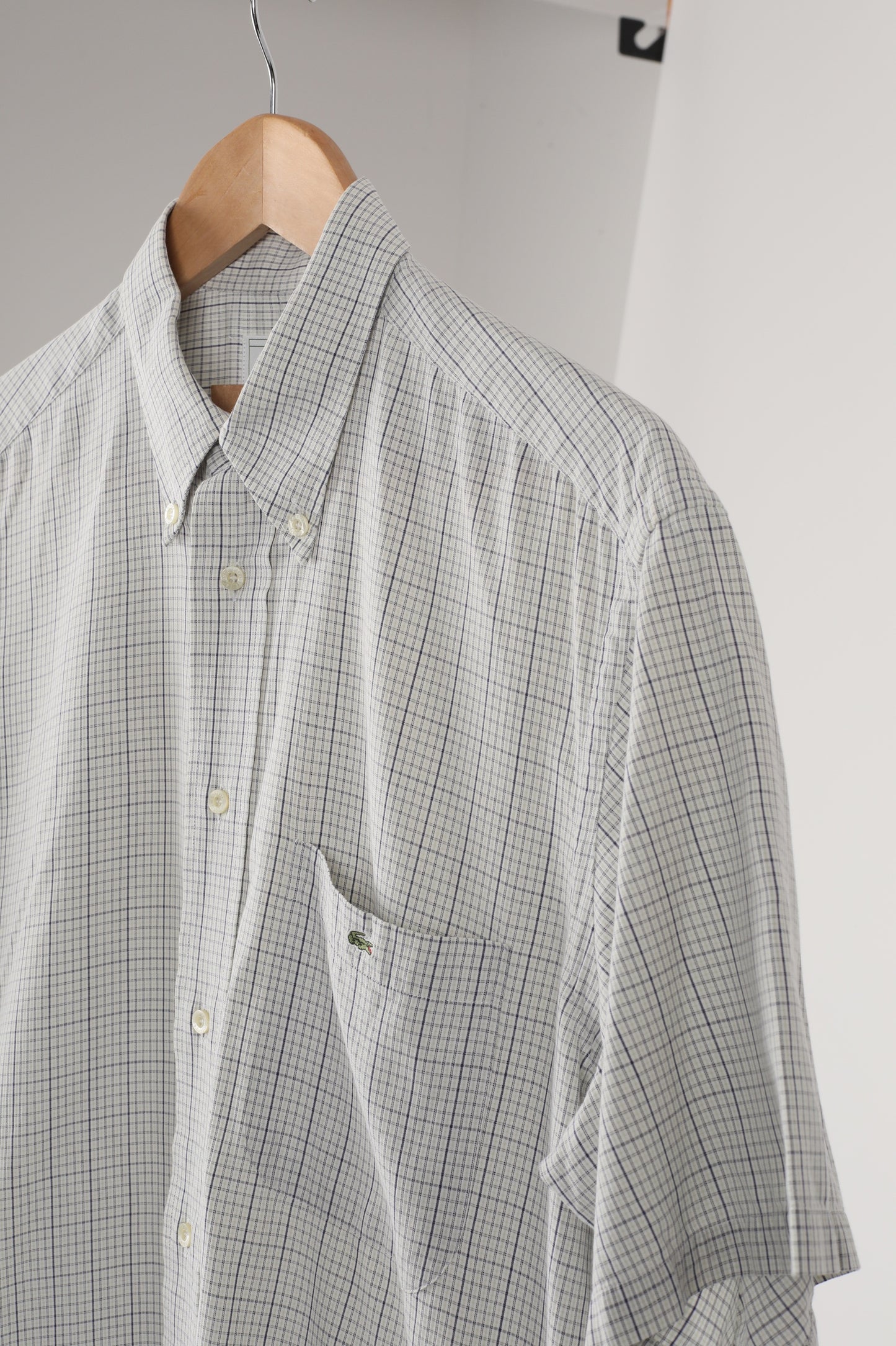 90s lacoste checked short sleeve Oxford shirt (40)