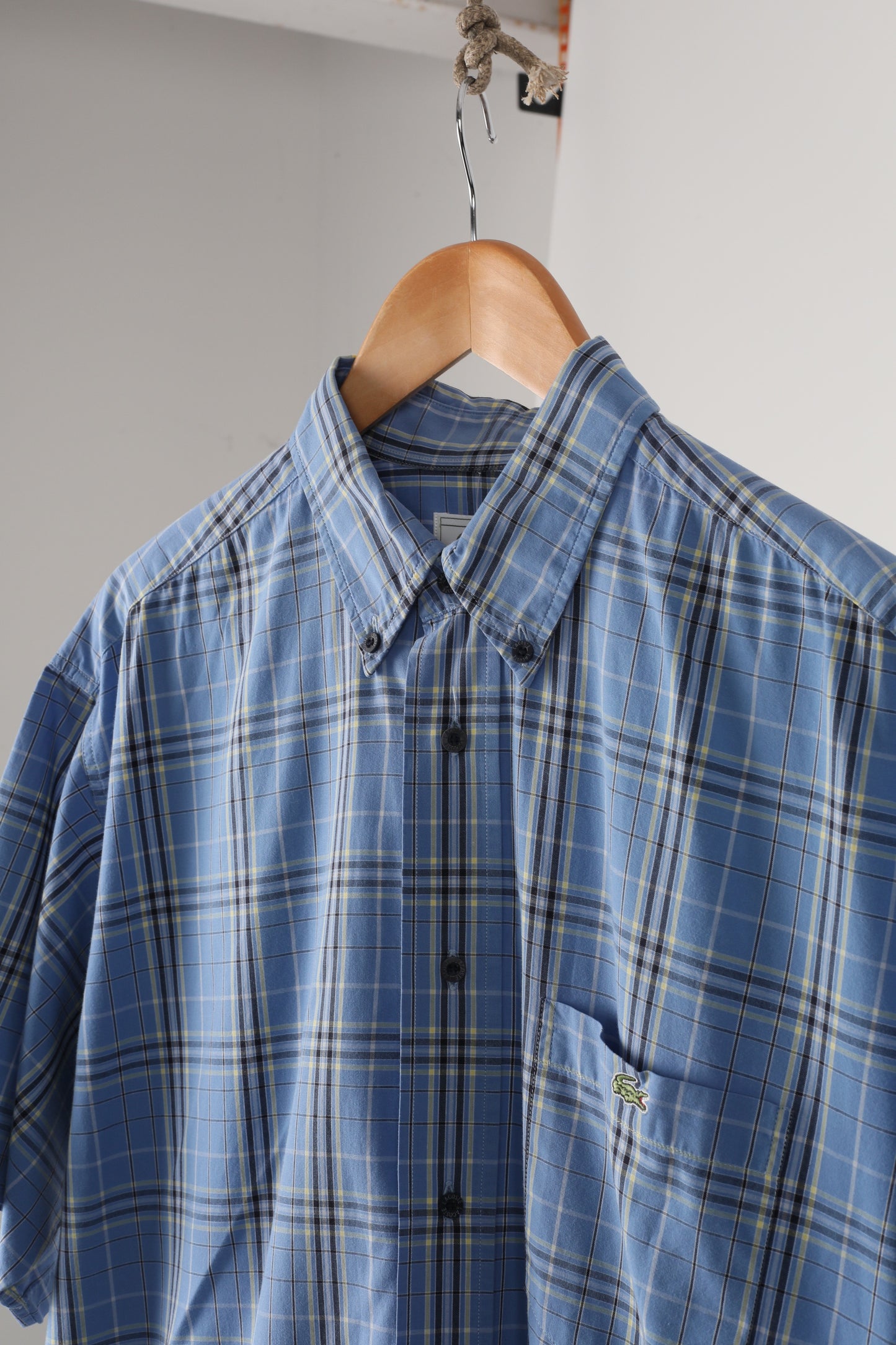 90s Lacoste Tartan short sleeve Oxford shirt (41)