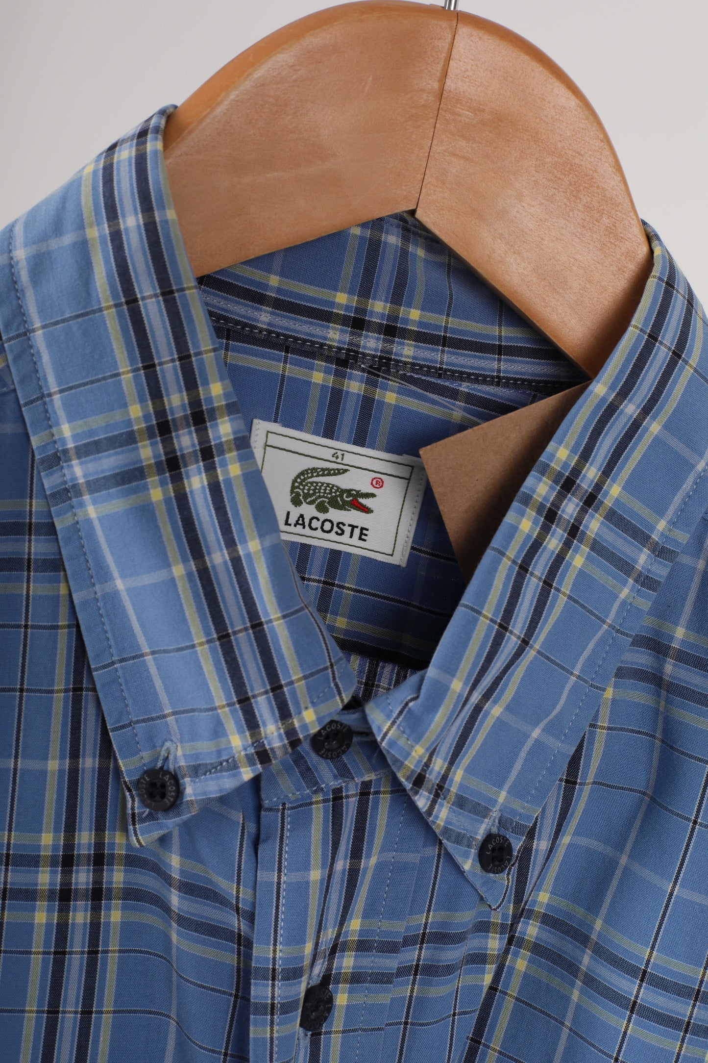 90s Lacoste Tartan short sleeve Oxford shirt (41)