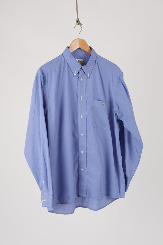 90s Lacoste Gingham check blue Oxford shirt (42)