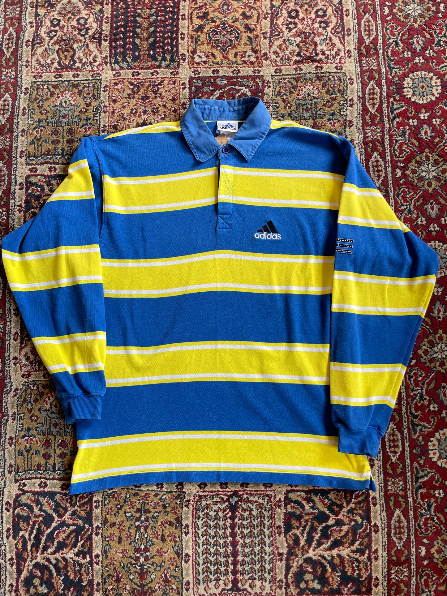 00s Adidas striped rugby shirt (XL)