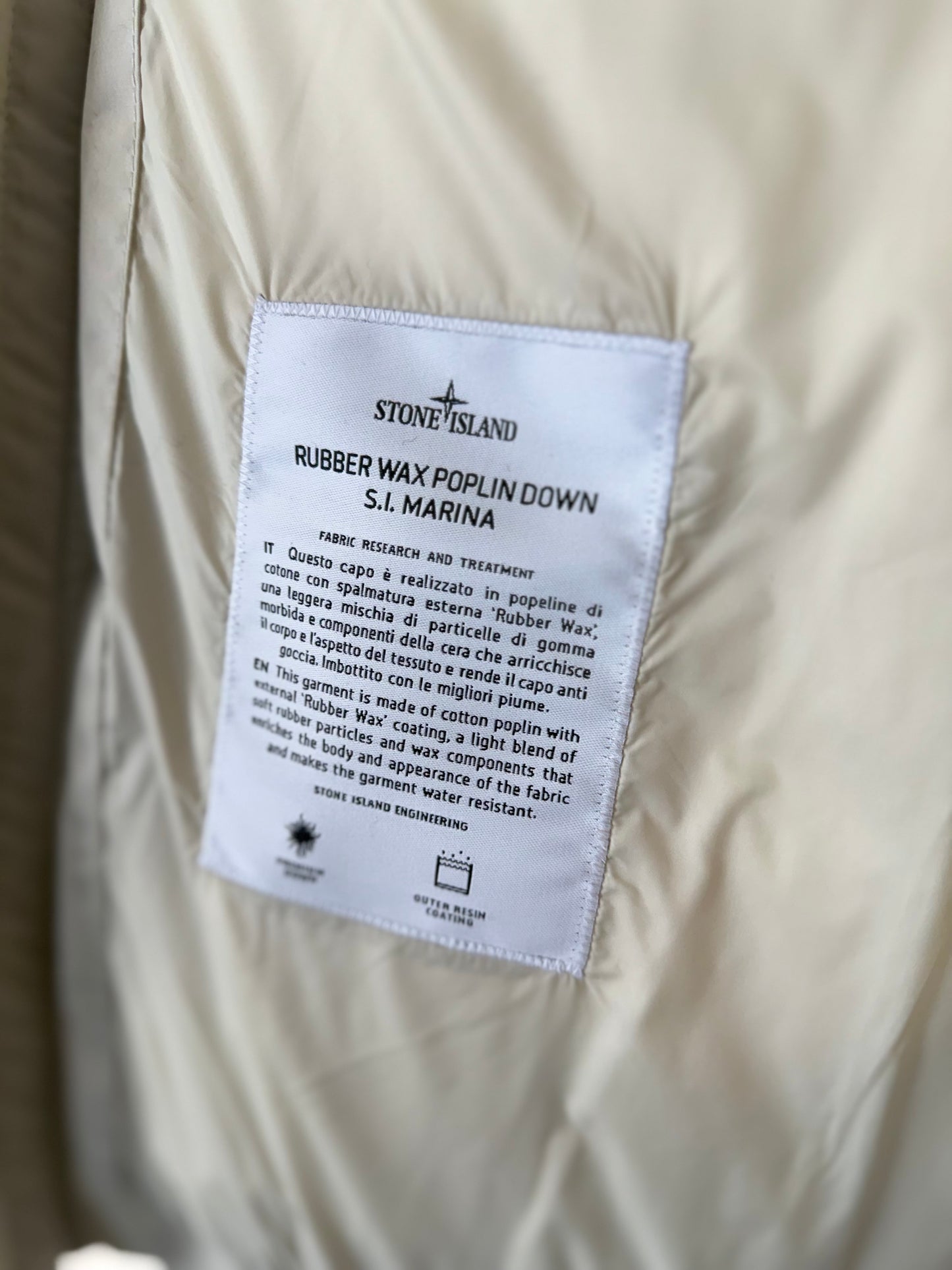 2023 Stone Island Marina Rubber Wax Popplin Down vest - Large