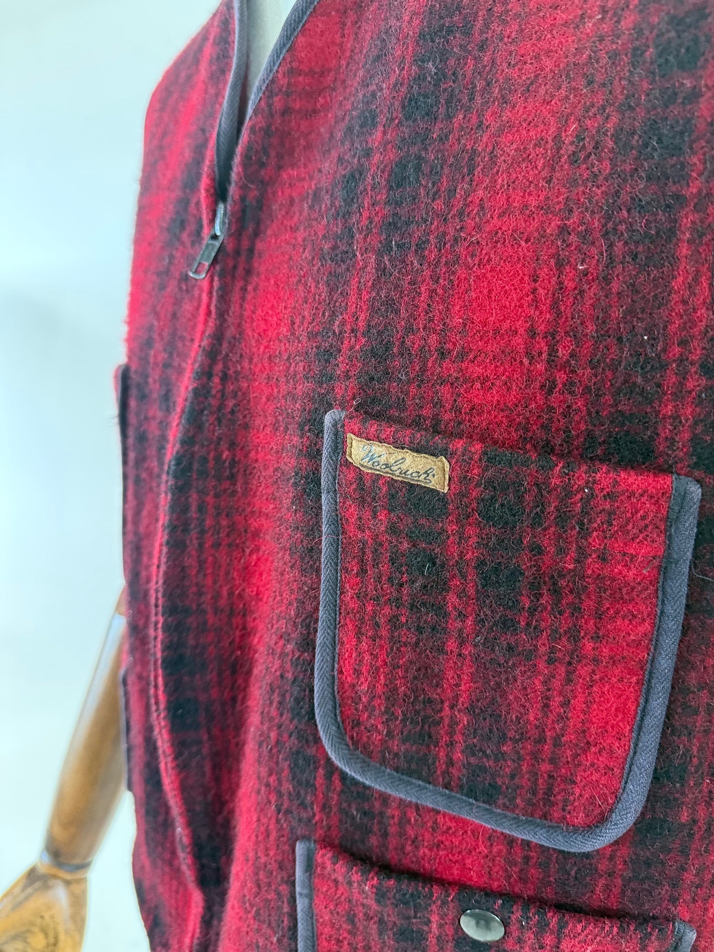 Vintage 90s Woolrich Made in USA buffalo check wool vest Medium