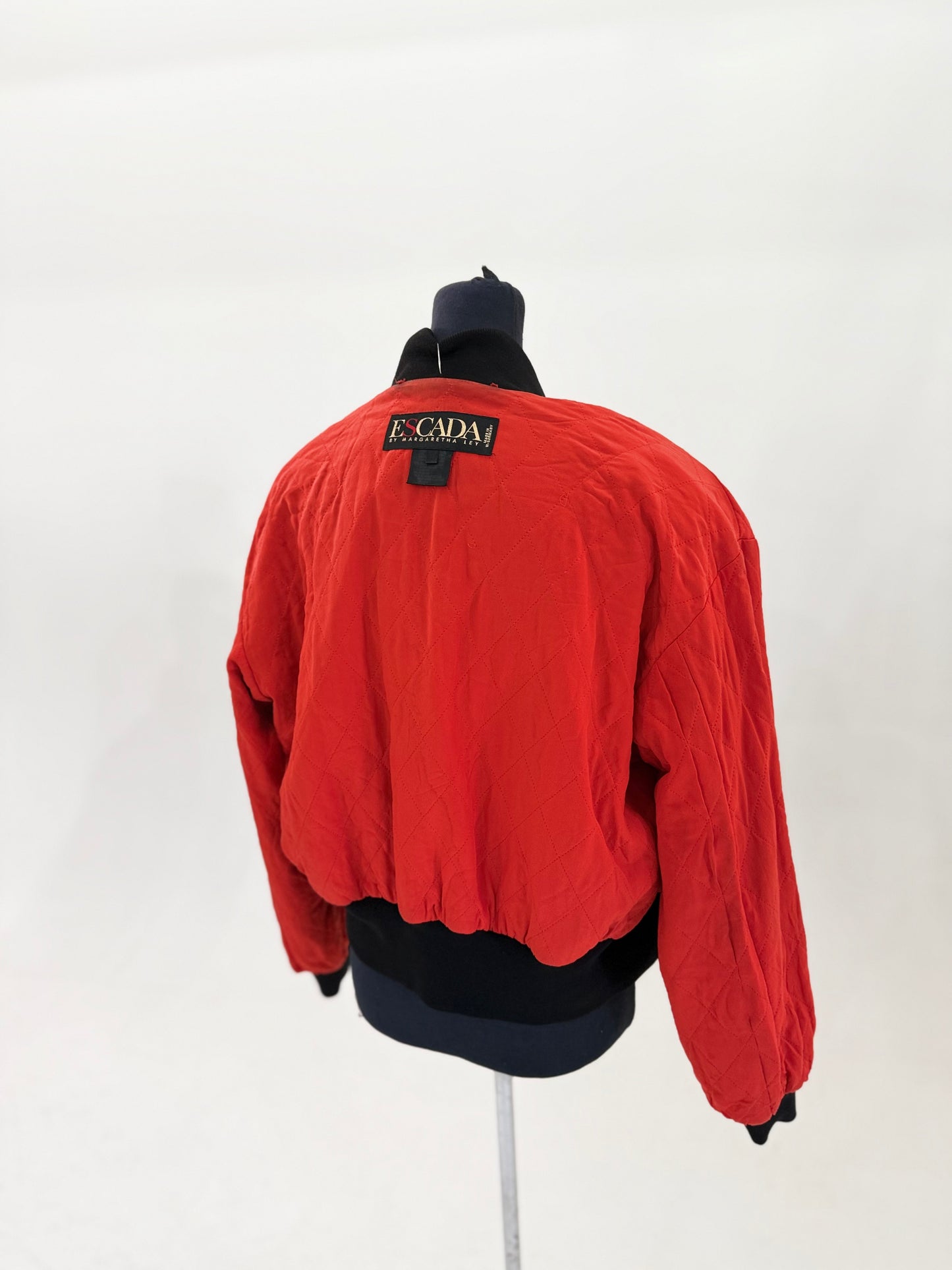 1980s Escada by Margaretha Ley Velvet Black Bomber Jacket UK 8/10