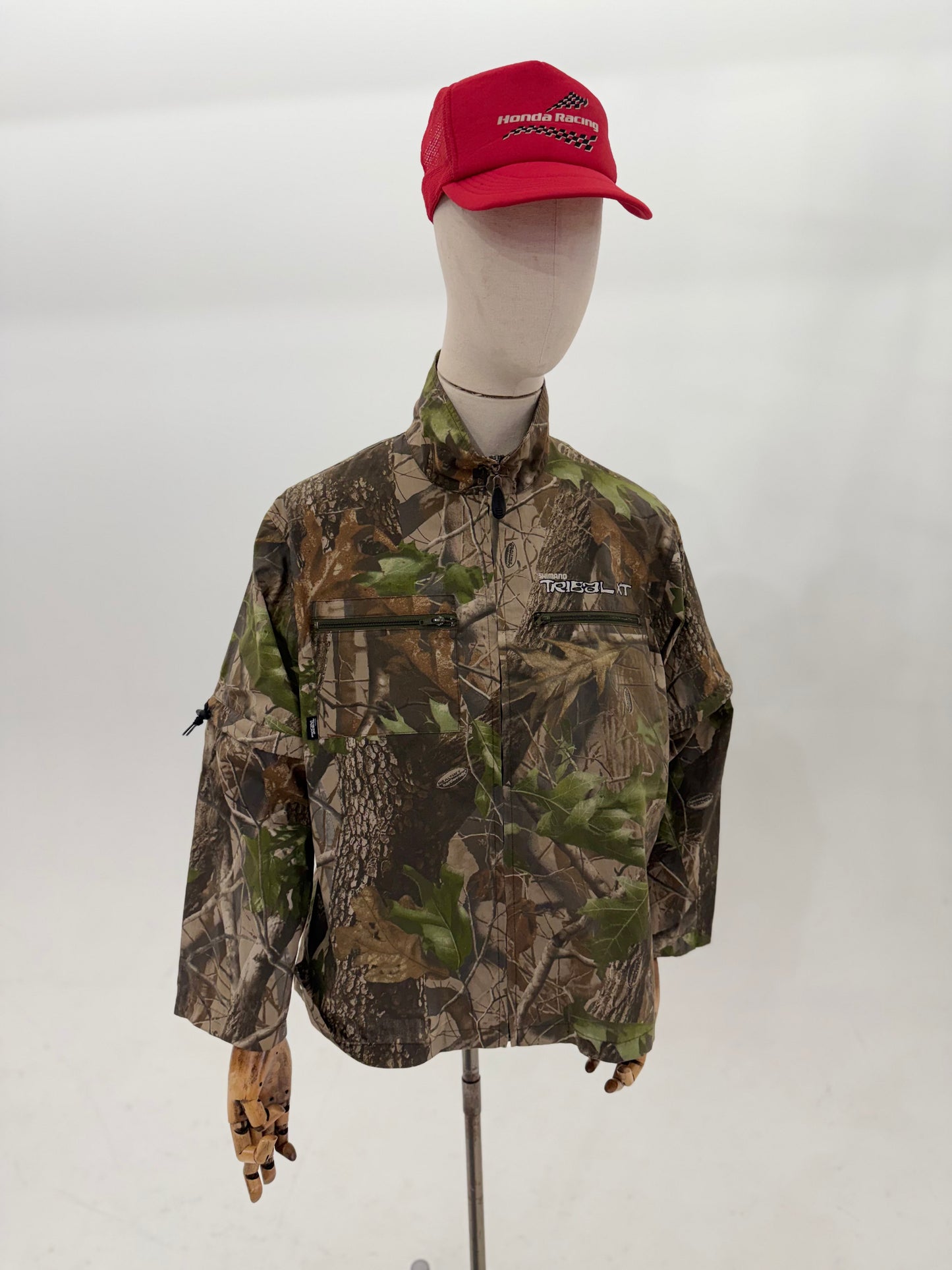 Vintage 90s Shimano Tribal XT real tree camo fishing shirt (Medium)