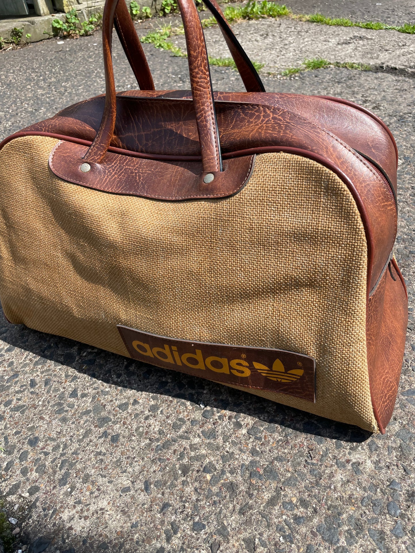 1970s Adidas Peter Black hessian holdall