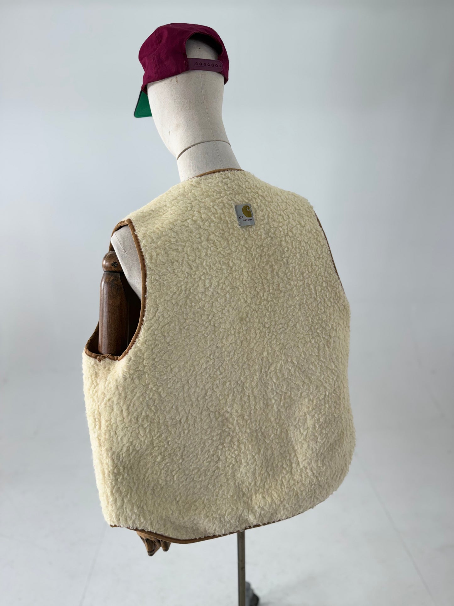 Vintage 80s Carhartt duck canvas shearling hunting vest XL