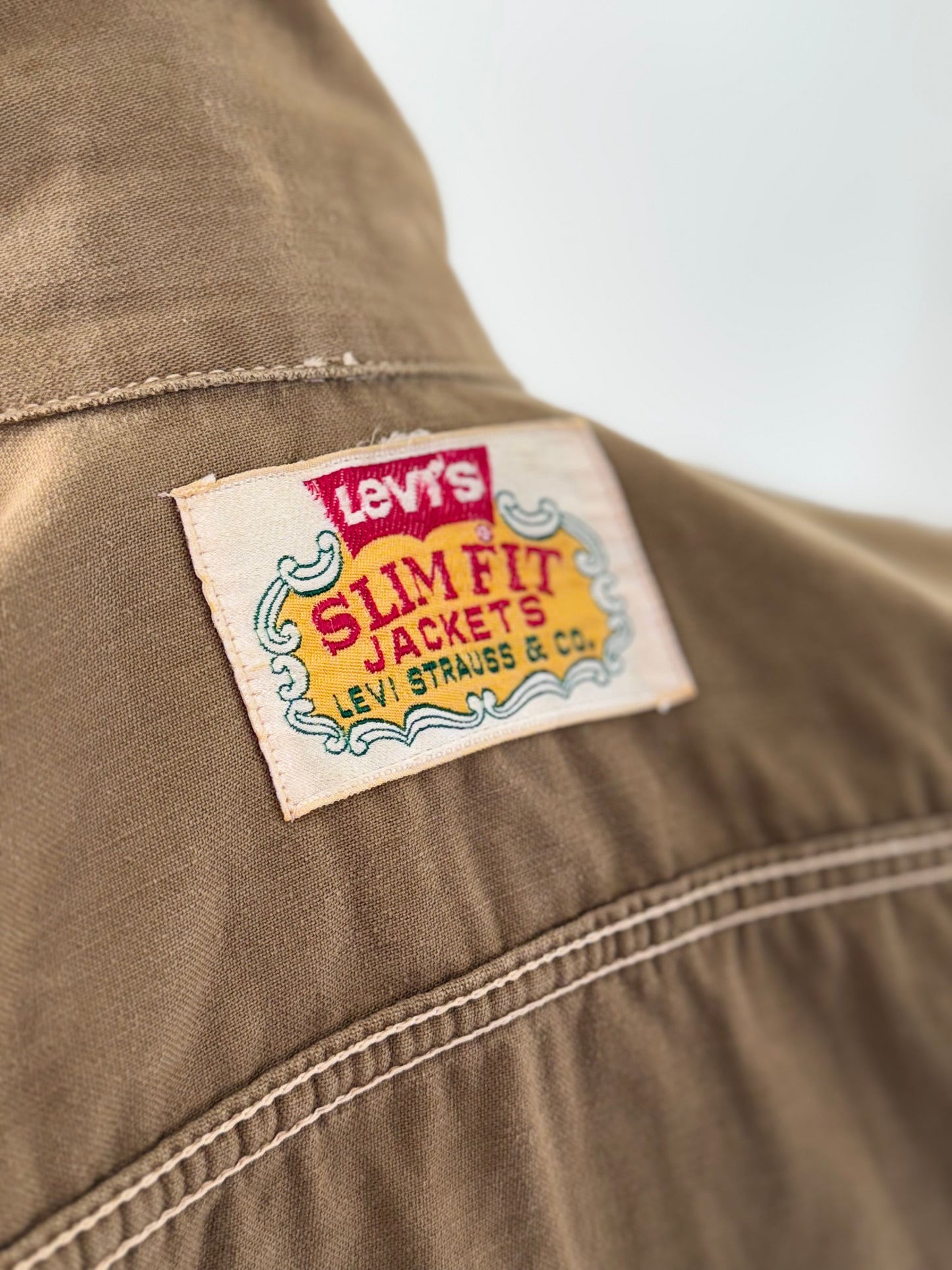 1970s Levi’s Big E white tab moleskin trucker jacket 38”