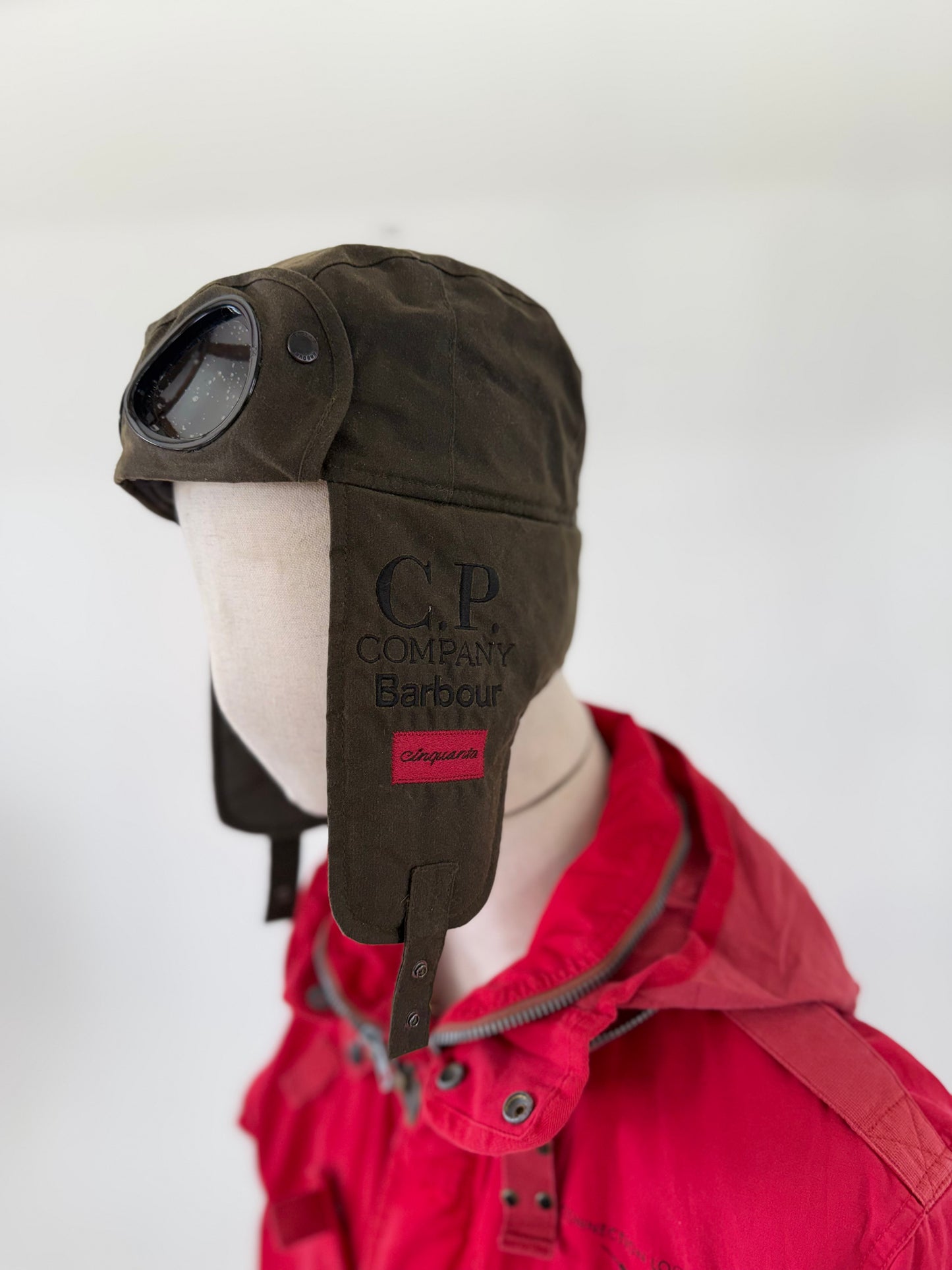 C.P Company x Barbour waxed trapper hat (New) Medium