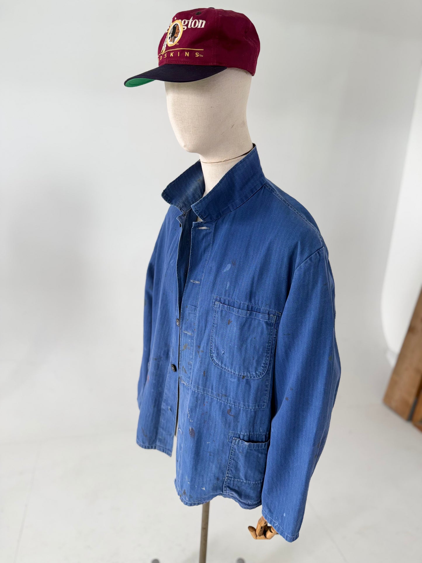 Vintage HBT French Sanforized Herringbone cotton chore jacket XL