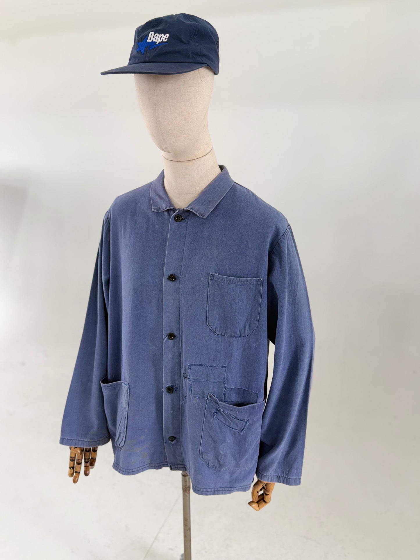 Vintage HBT Herringbone cotton blue worker jacket - XL