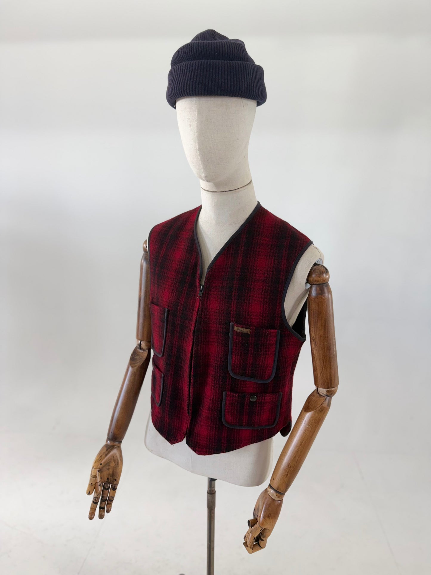 Vintage 90s Woolrich Made in USA buffalo check wool vest Medium