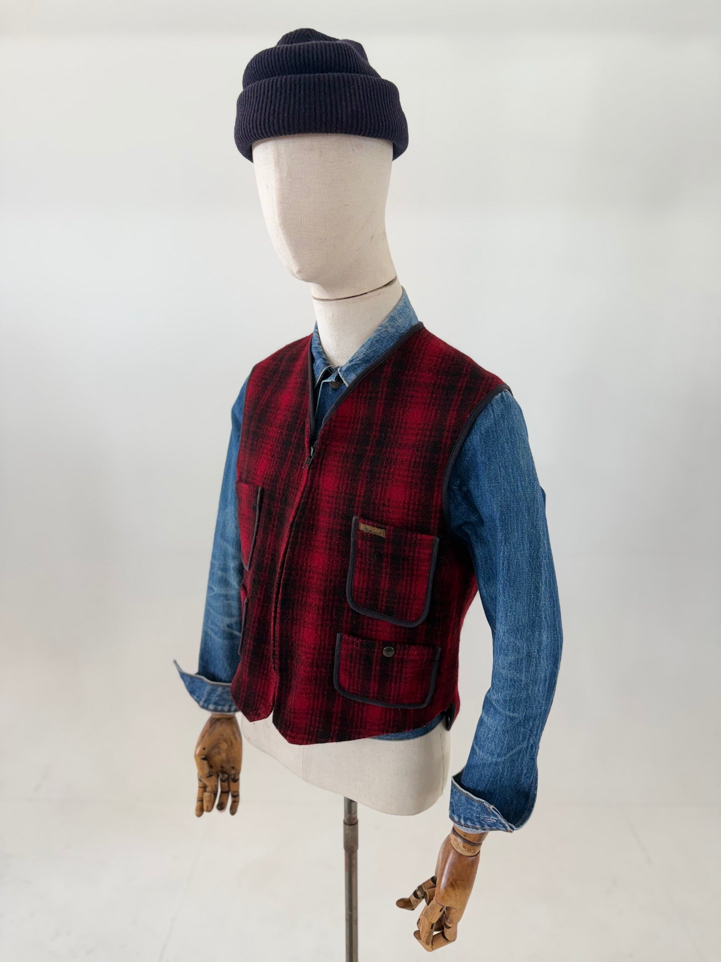 Vintage 90s Woolrich Made in USA buffalo check wool vest Medium